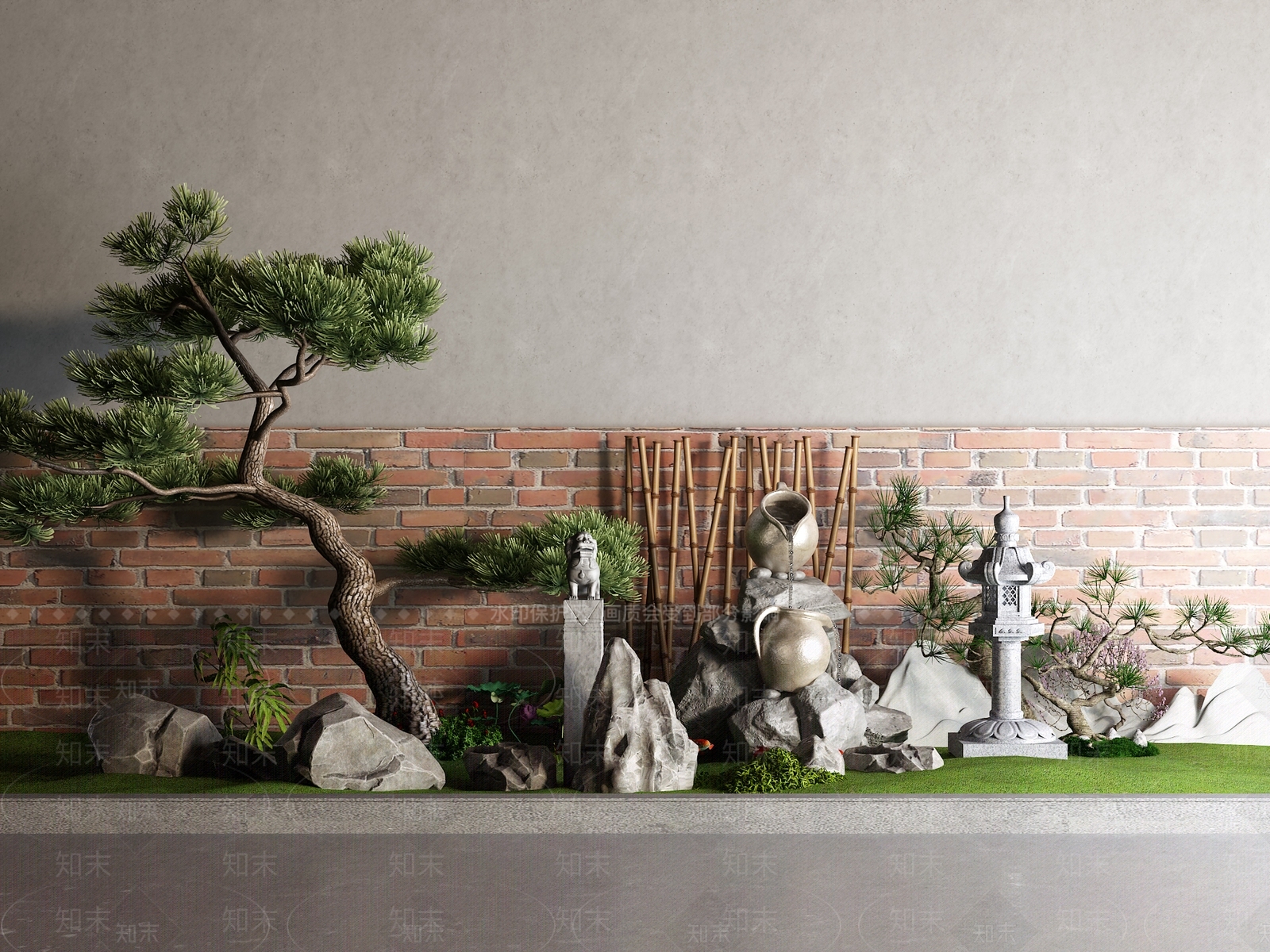 新中式中式假山水景3D模型下载【ID:1181042844】