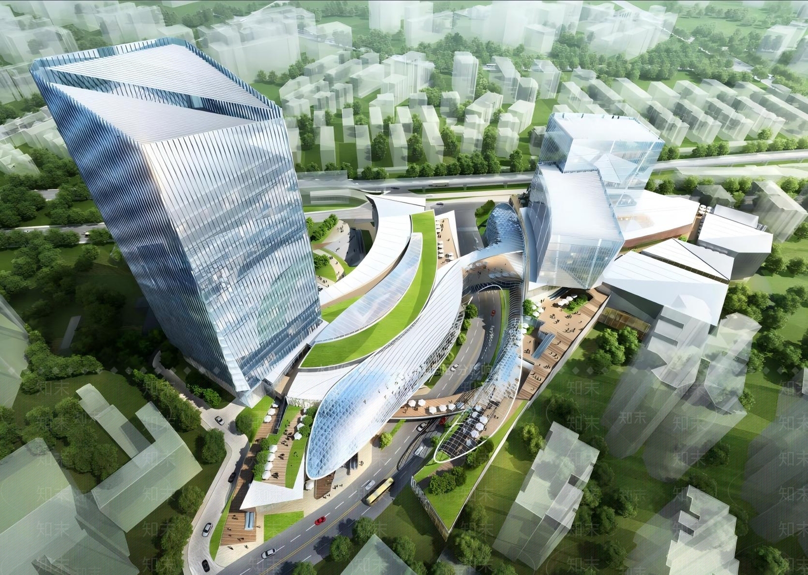 现代商场建筑SU模型下载【ID:1181047533】