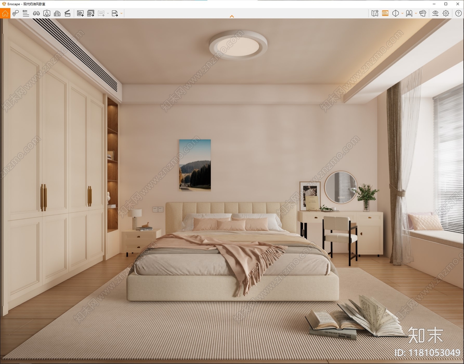 现代奶油家居卧室SU模型下载【ID:1181053049】