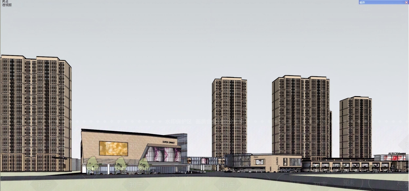 现代商场建筑SU模型下载【ID:1181056000】