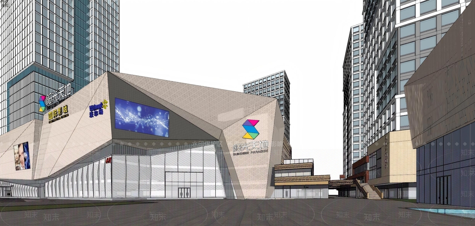 现代商场建筑SU模型下载【ID:1181060619】
