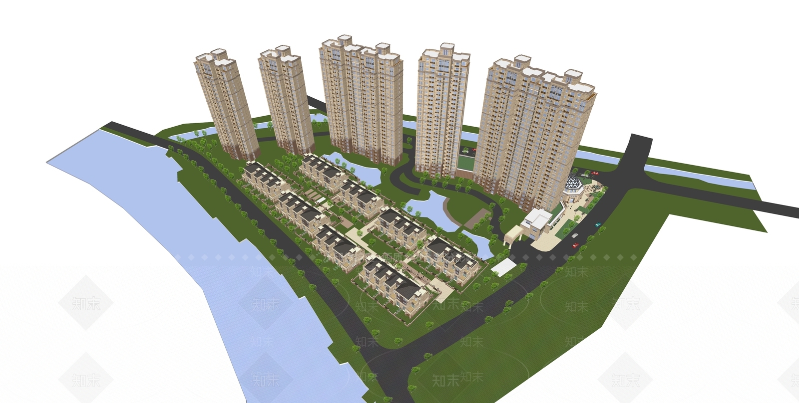 现代简欧小区建筑SU模型下载【ID:1181068516】