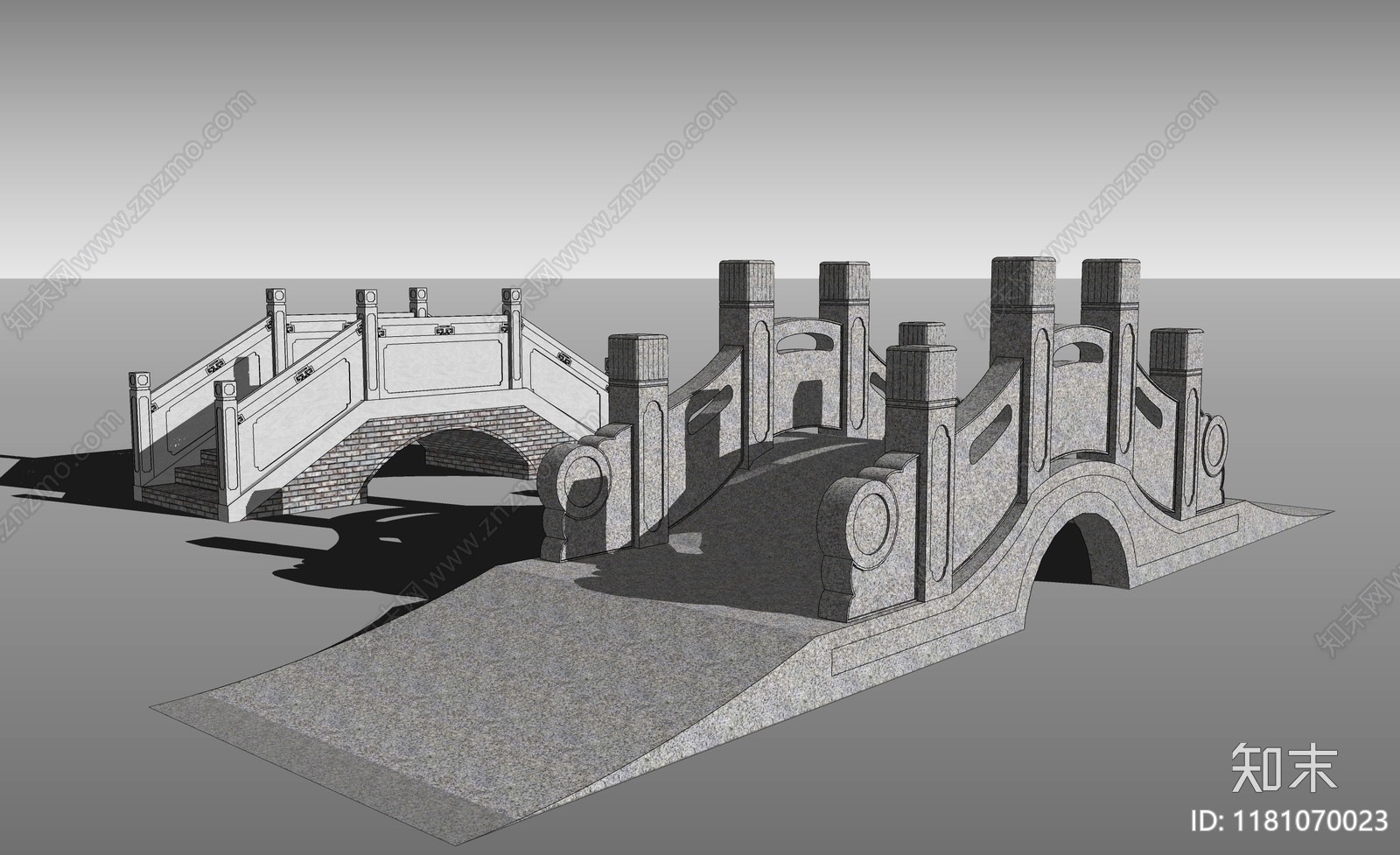 中式禅意大桥SU模型下载【ID:1181070023】