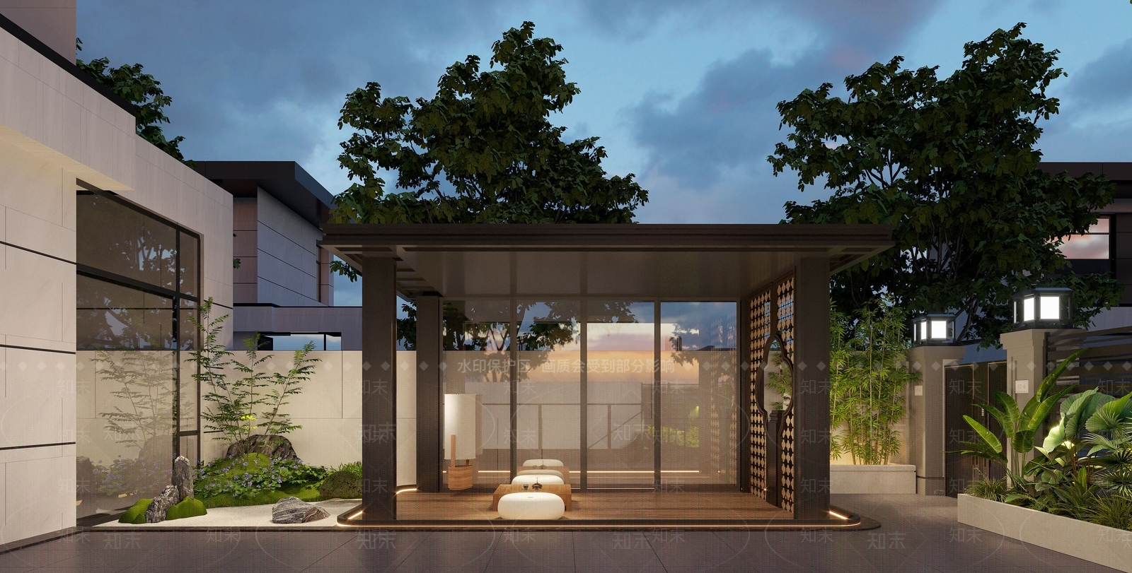 新中式庭院3D模型下载【ID:1181075276】