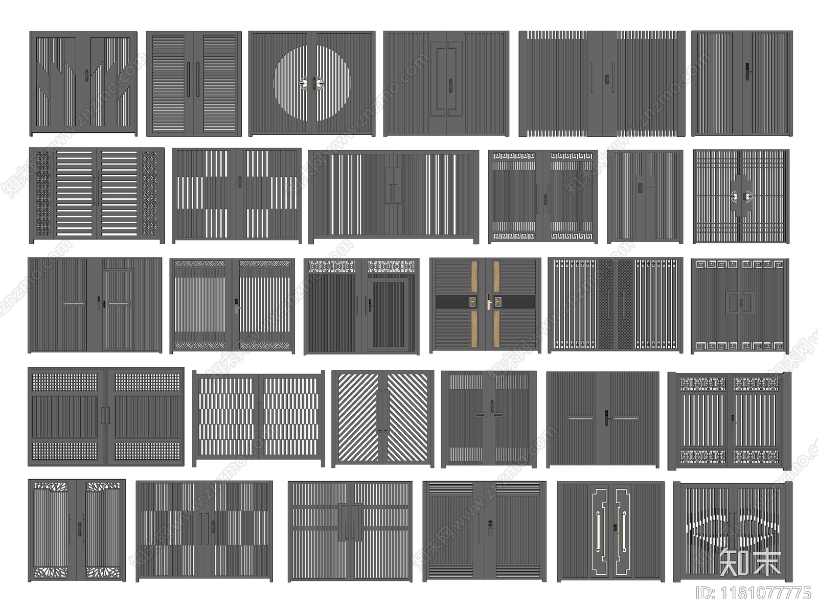 现代新中式庭院门SU模型下载【ID:1181077775】
