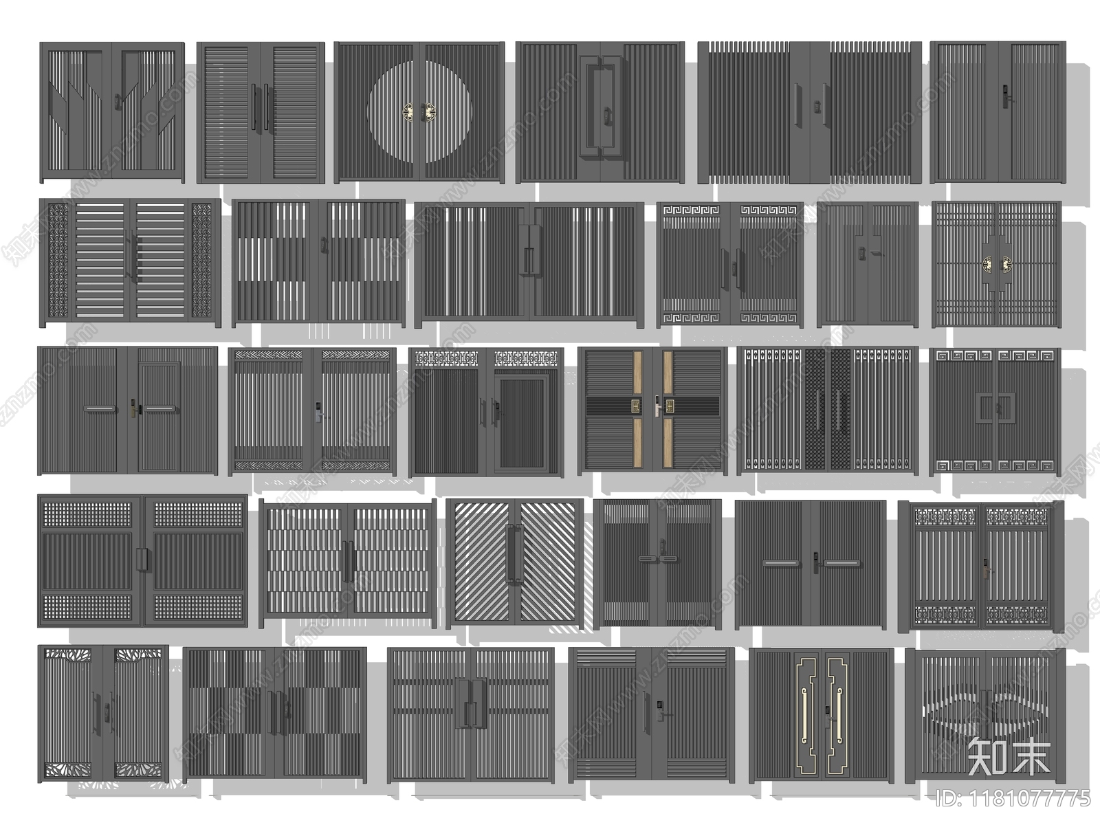 现代新中式庭院门SU模型下载【ID:1181077775】
