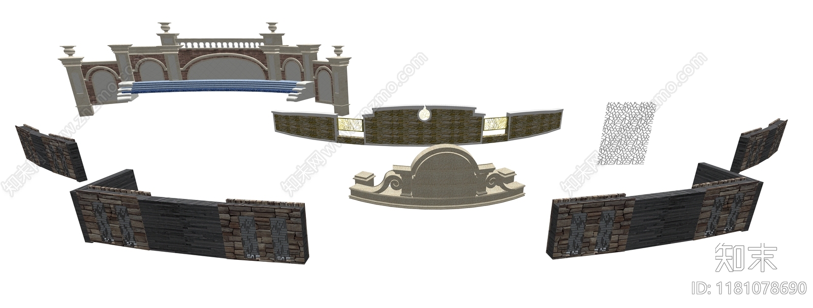新中式欧式景墙SU模型下载【ID:1181078690】