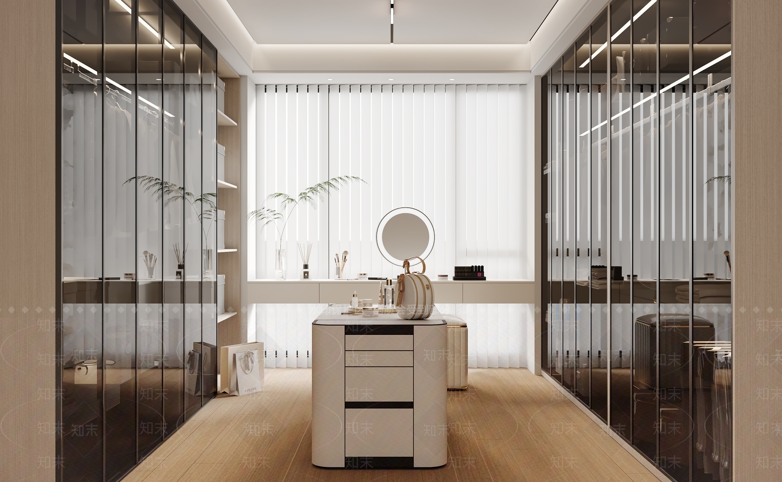 现代奶油衣帽间3D模型下载【ID:1181078840】