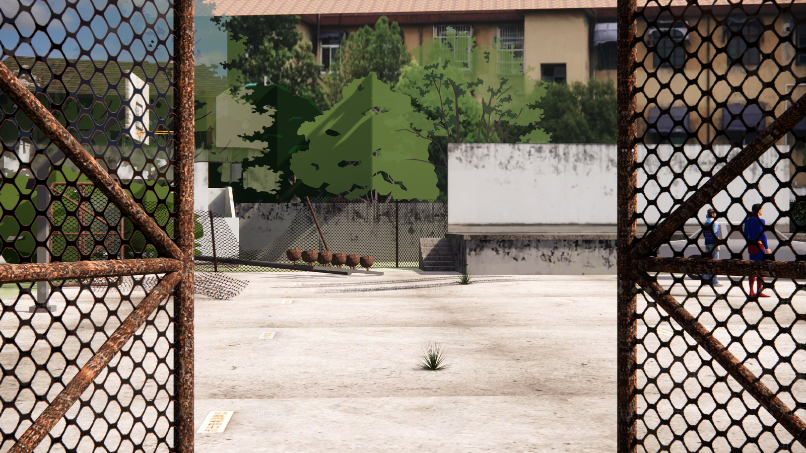 复古篮球场SU模型下载【ID:1181080983】