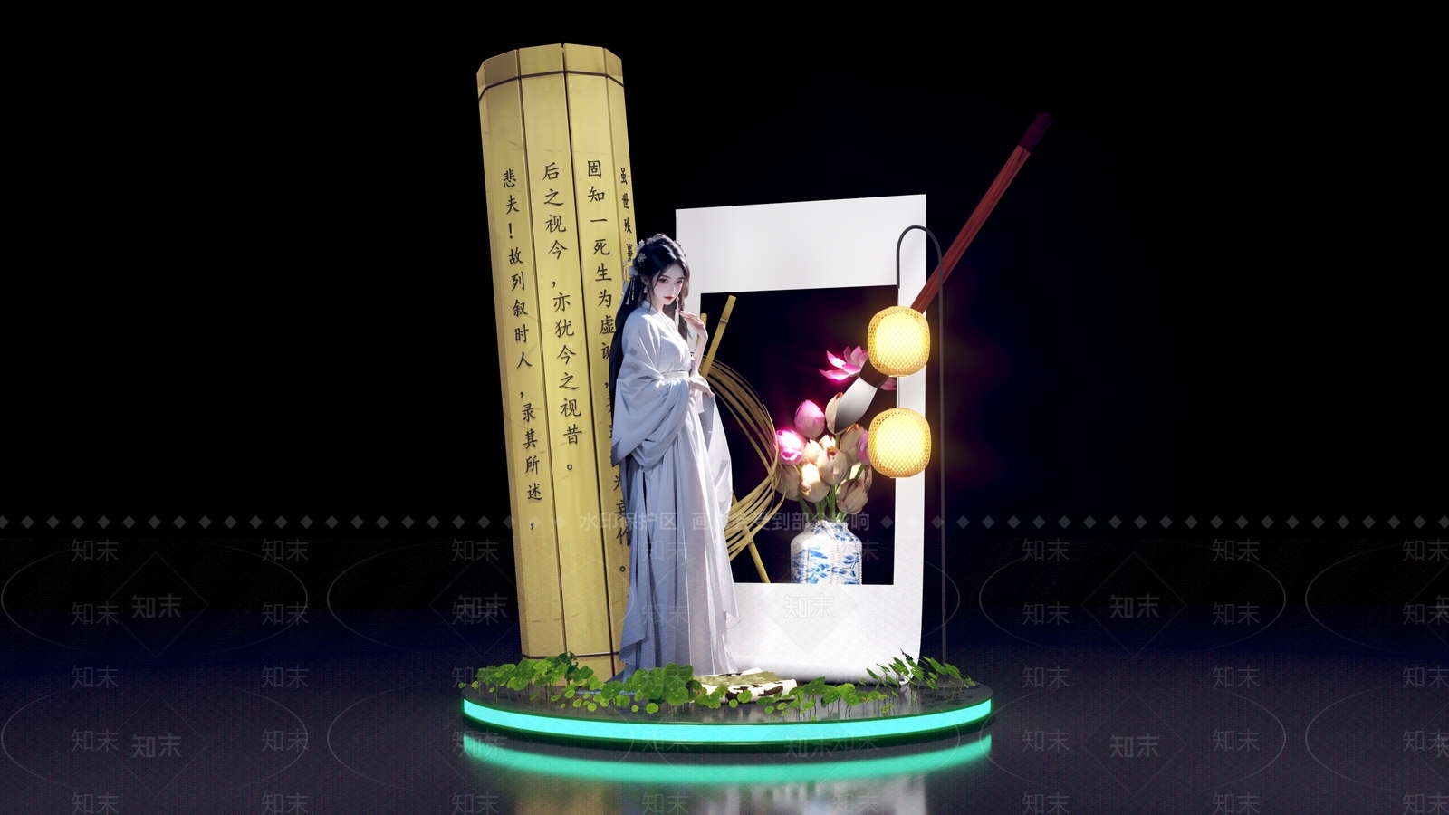新中式中式美陈3D模型下载【ID:1181084637】