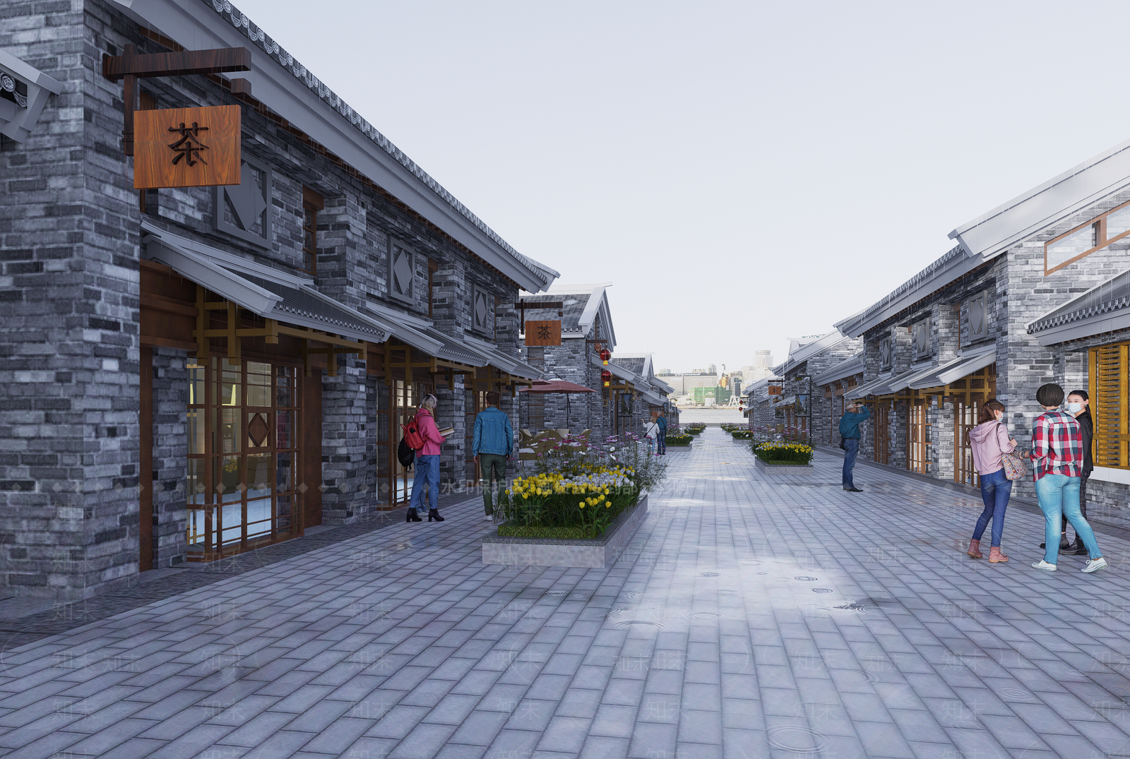 新中式中式商业街SU模型下载【ID:1181086161】