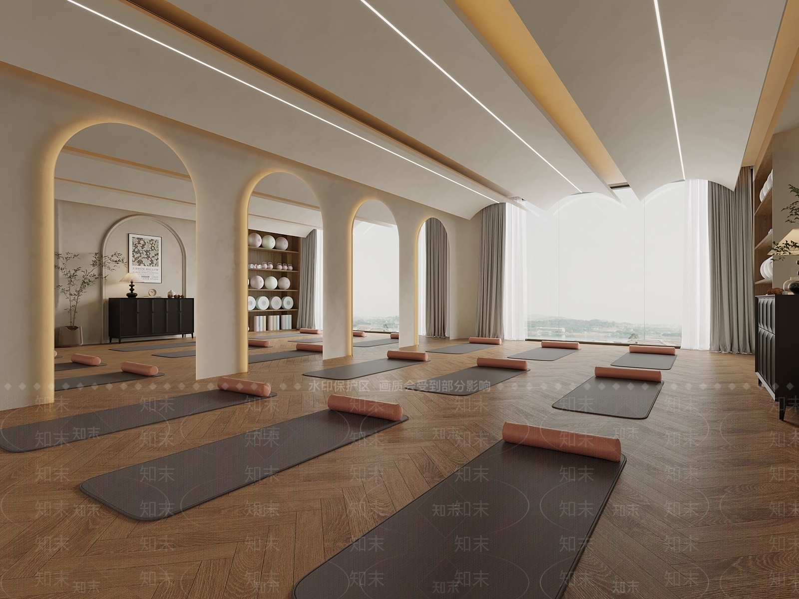 现代瑜伽室SU模型下载【ID:1181094392】