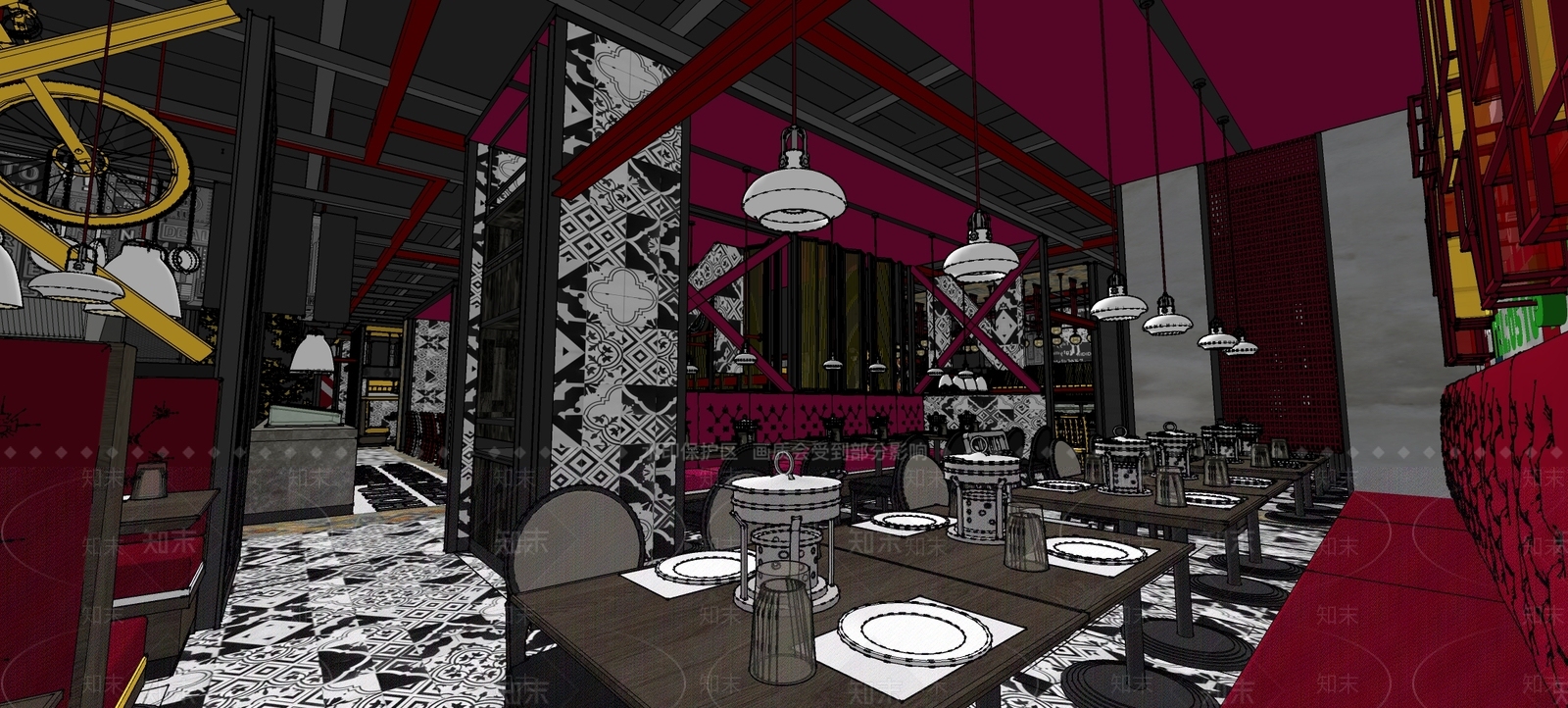 工业自助餐厅SU模型下载【ID:1181094502】
