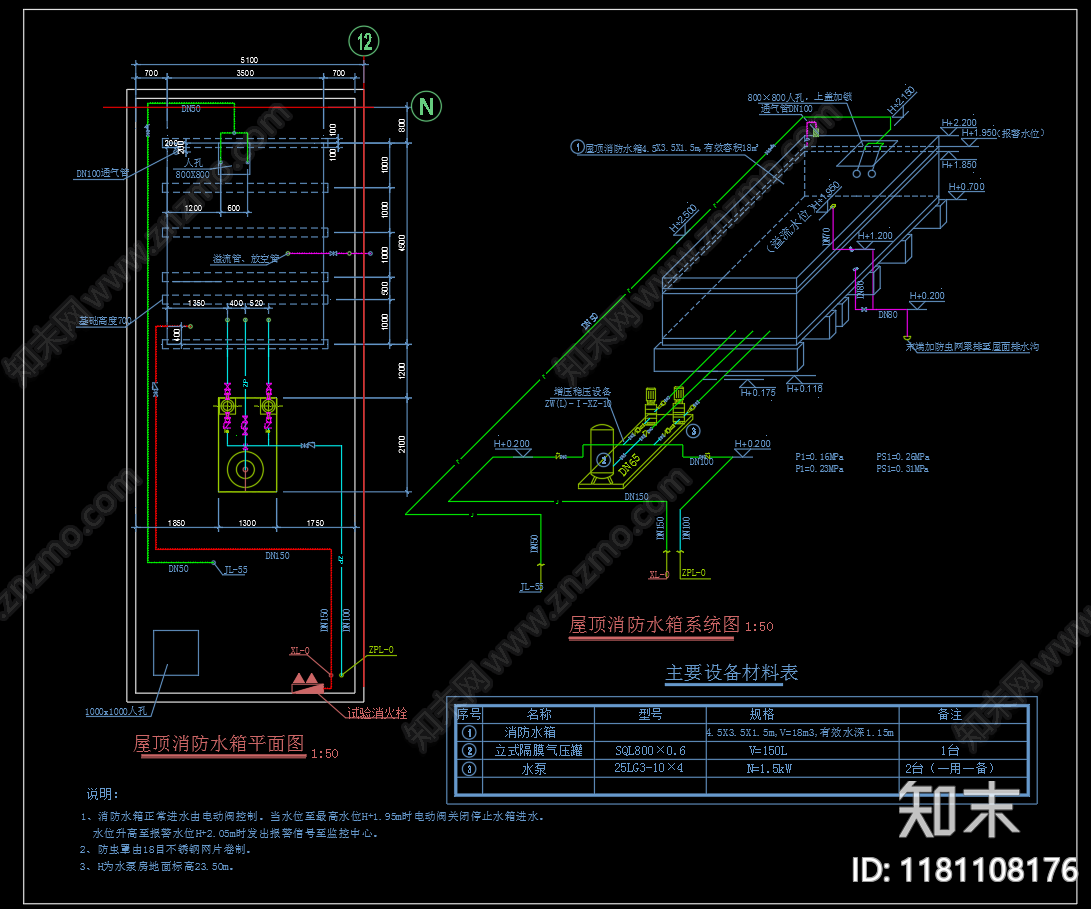 给排水节点详图cad施工图下载【ID:1181108176】