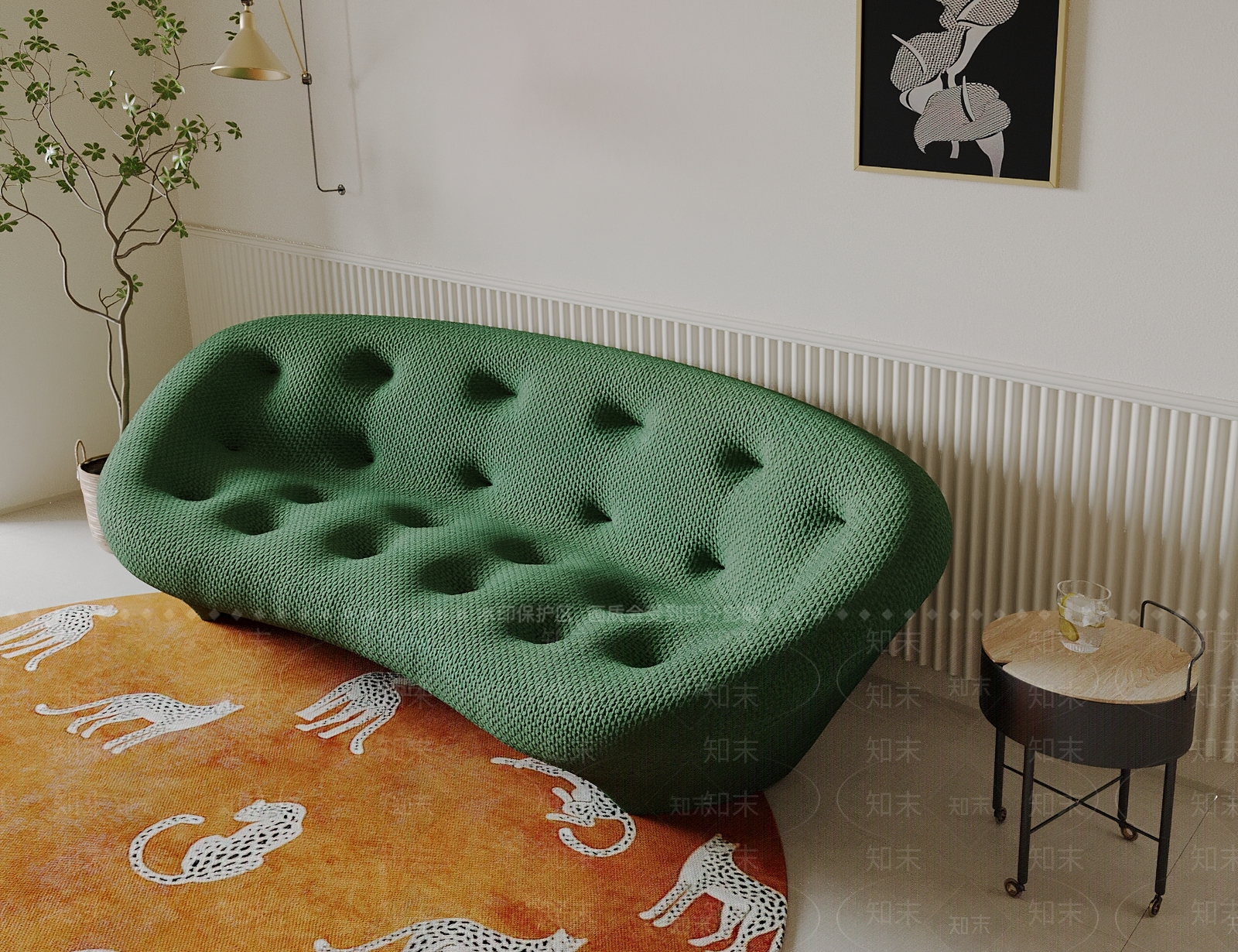 奶油沙发组合3D模型下载【ID:1181111932】