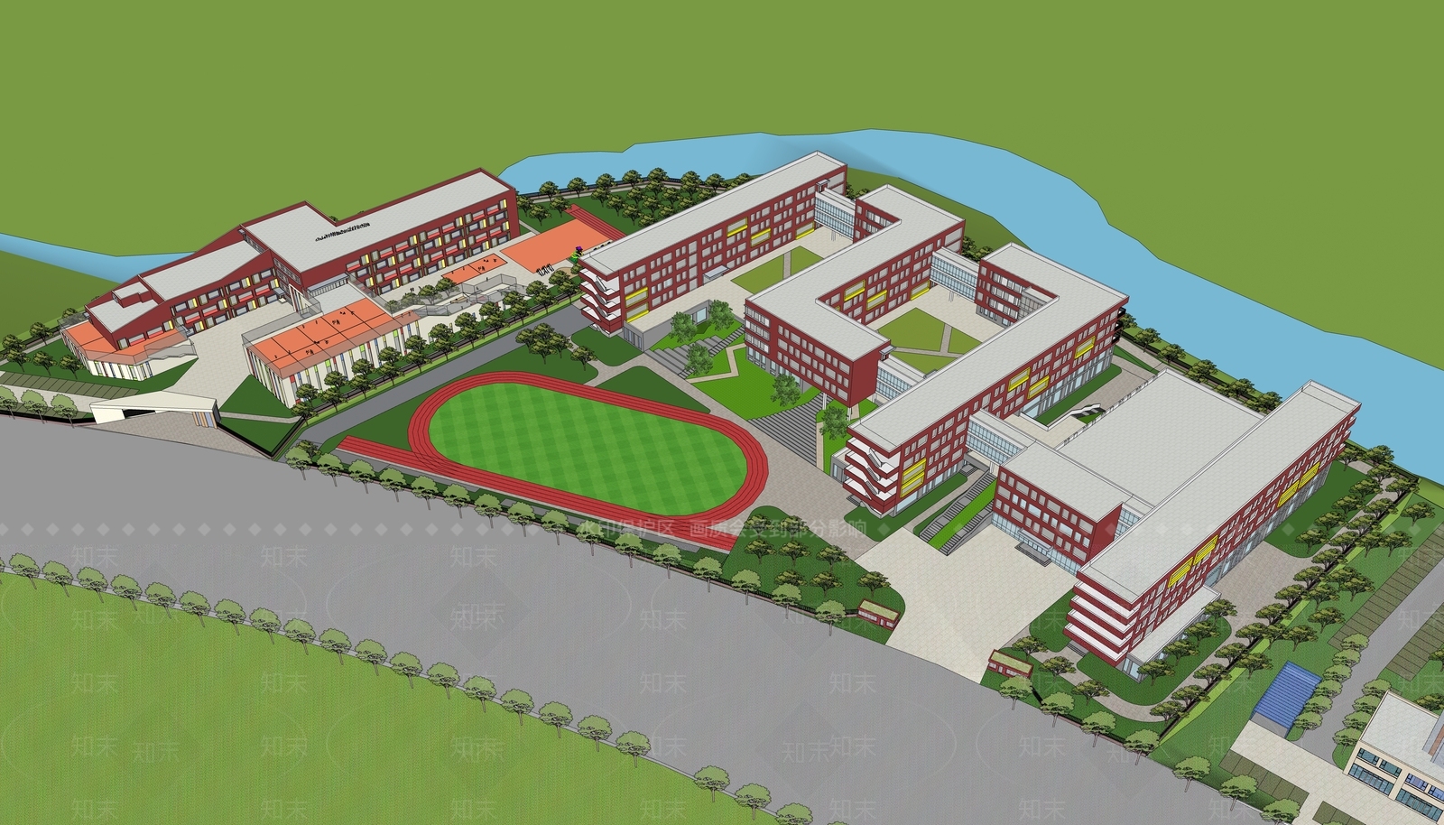 现代简约学校建筑SU模型下载【ID:1181117098】