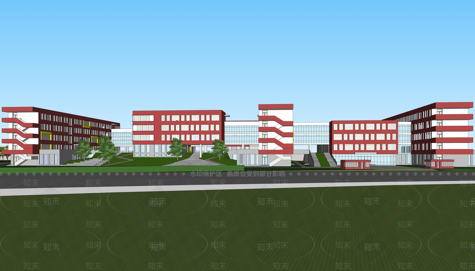 现代简约学校建筑SU模型下载【ID:1181117098】