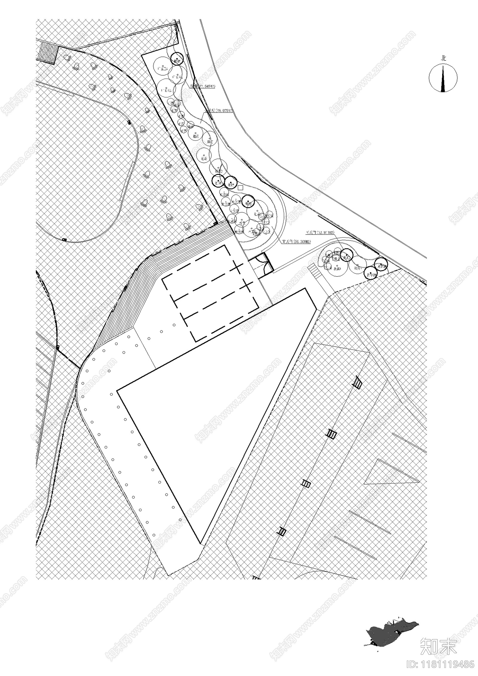 中式公园景观cad施工图下载【ID:1181119486】