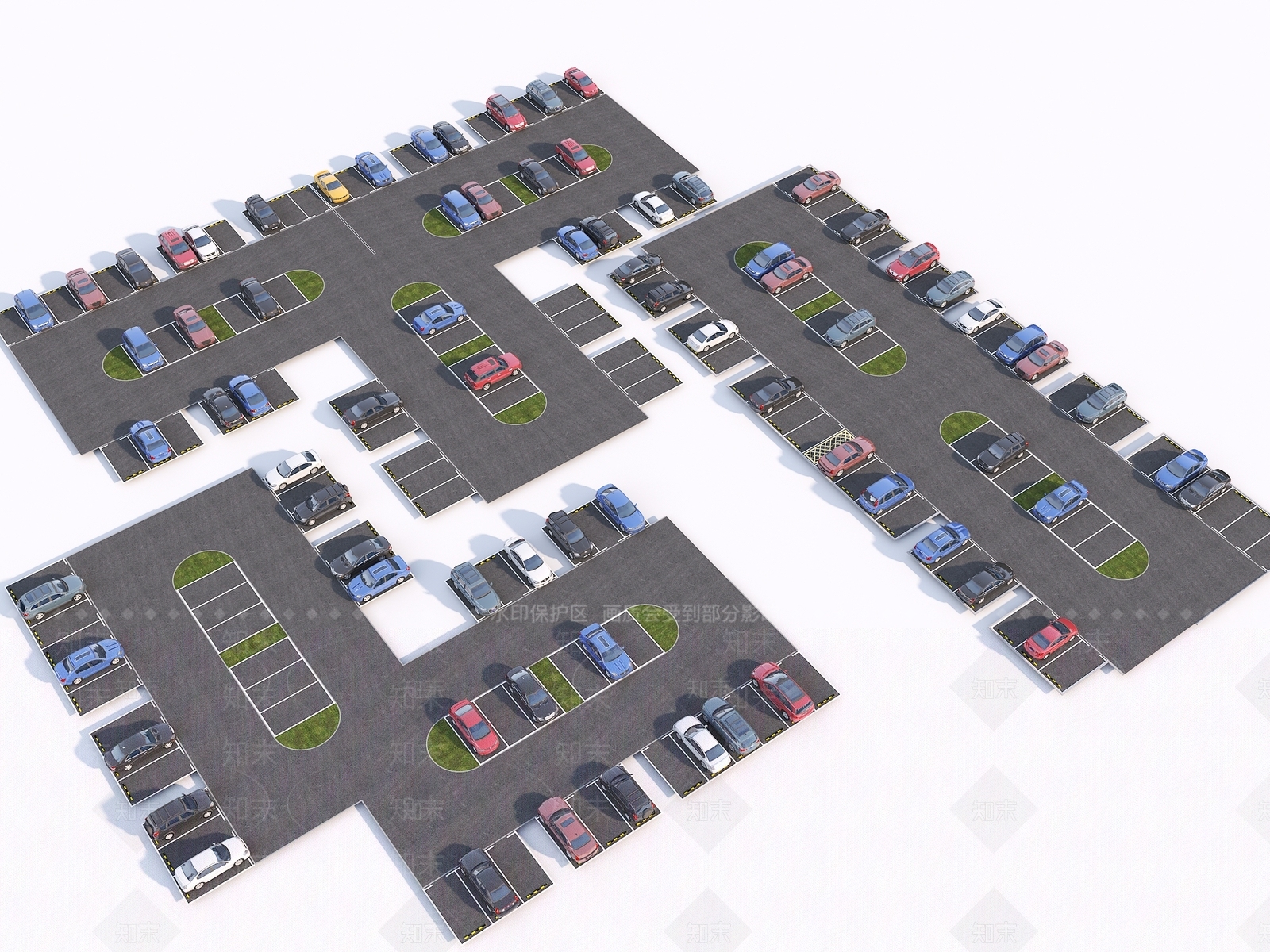 现代户外停车场3D模型下载【ID:1181119690】