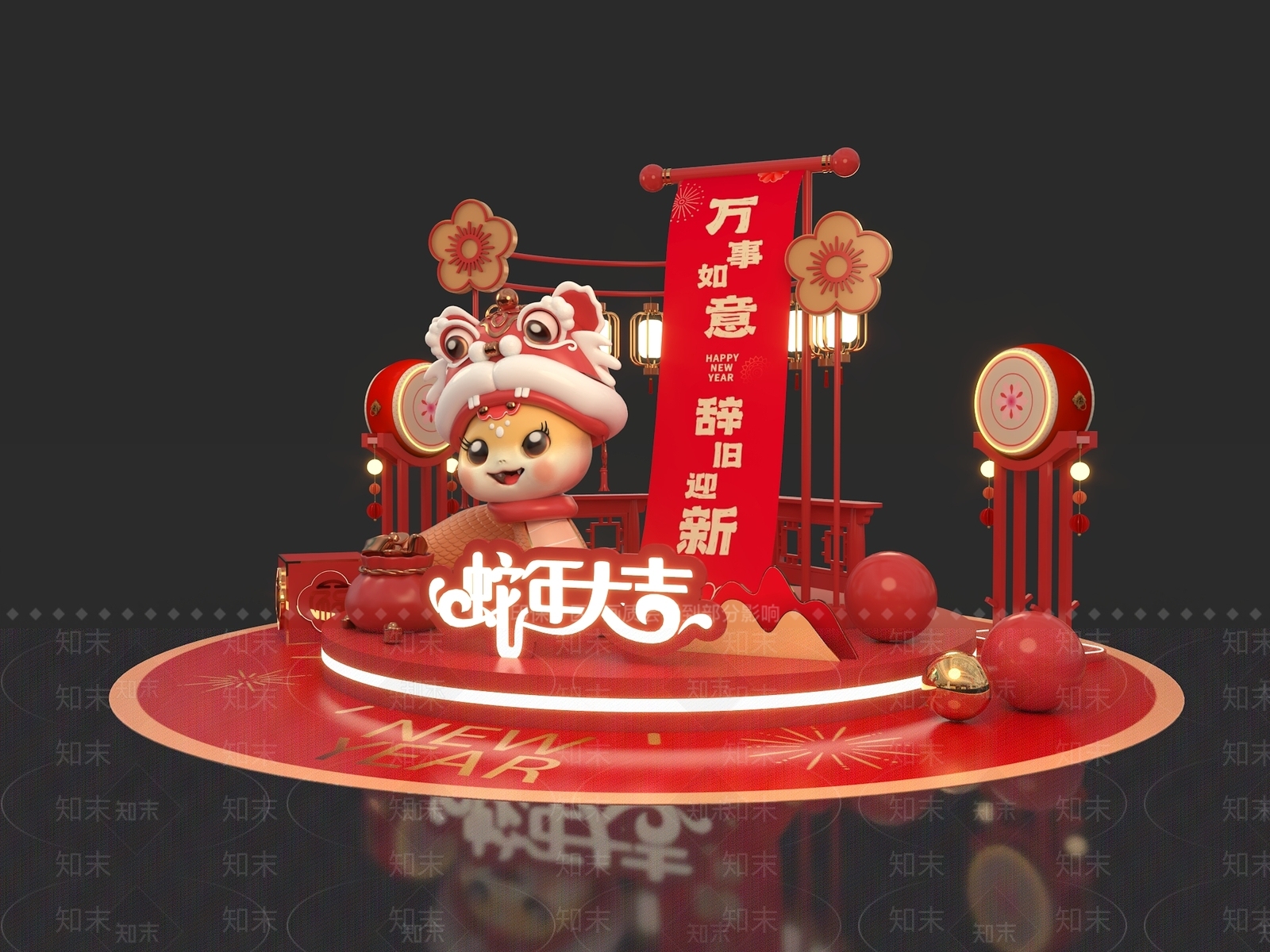 新中式中式美陈3D模型下载【ID:1181120732】