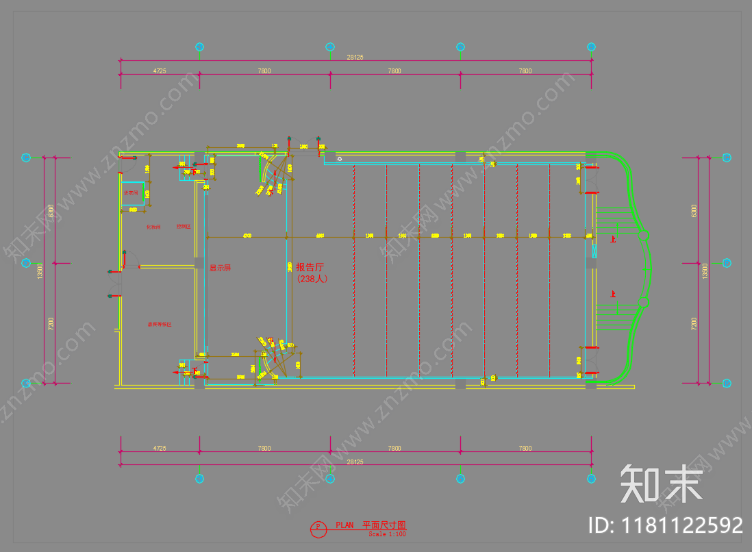 现代报告厅cad施工图下载【ID:1181122592】