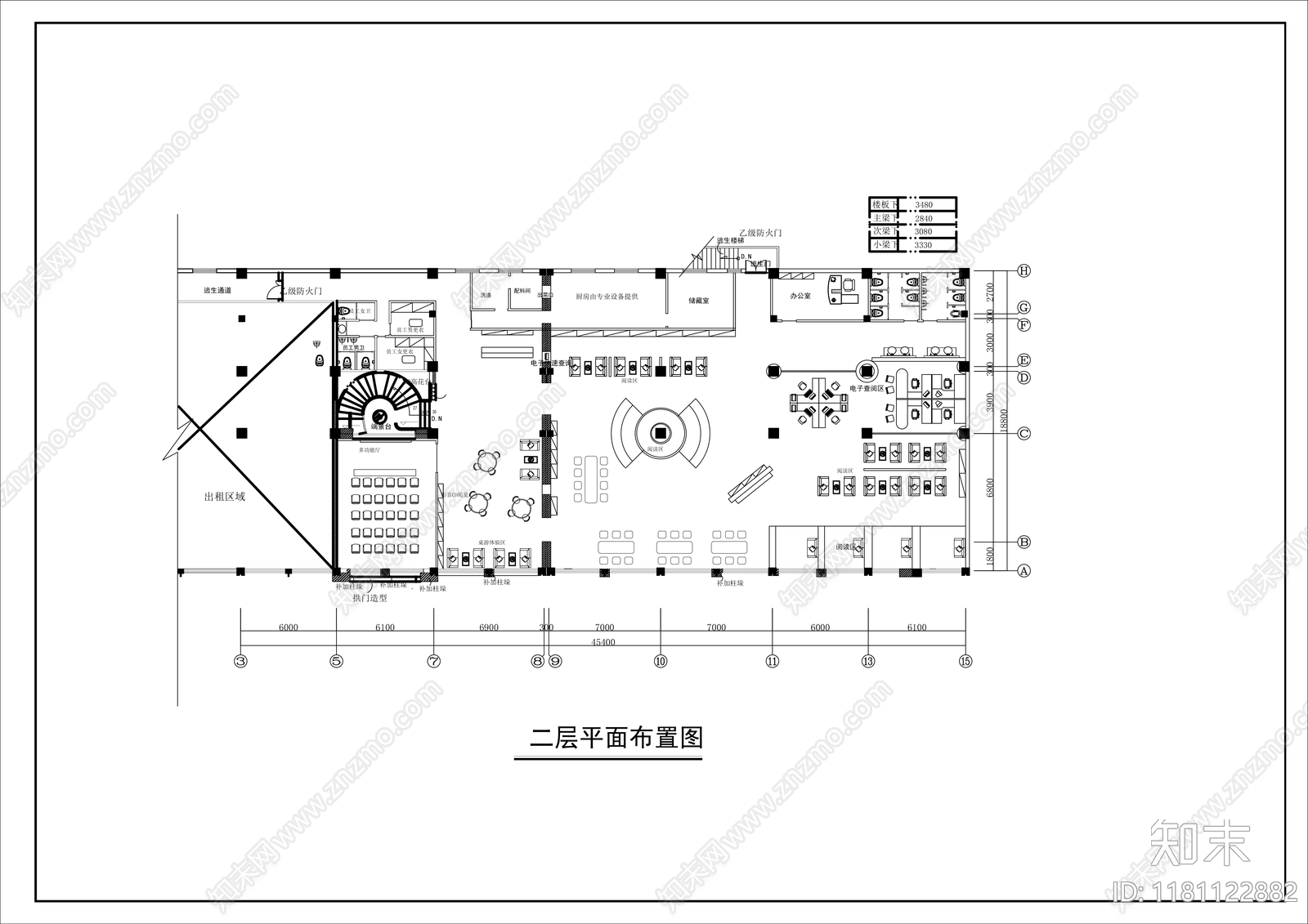 现代阅览室施工图下载【ID:1181122882】