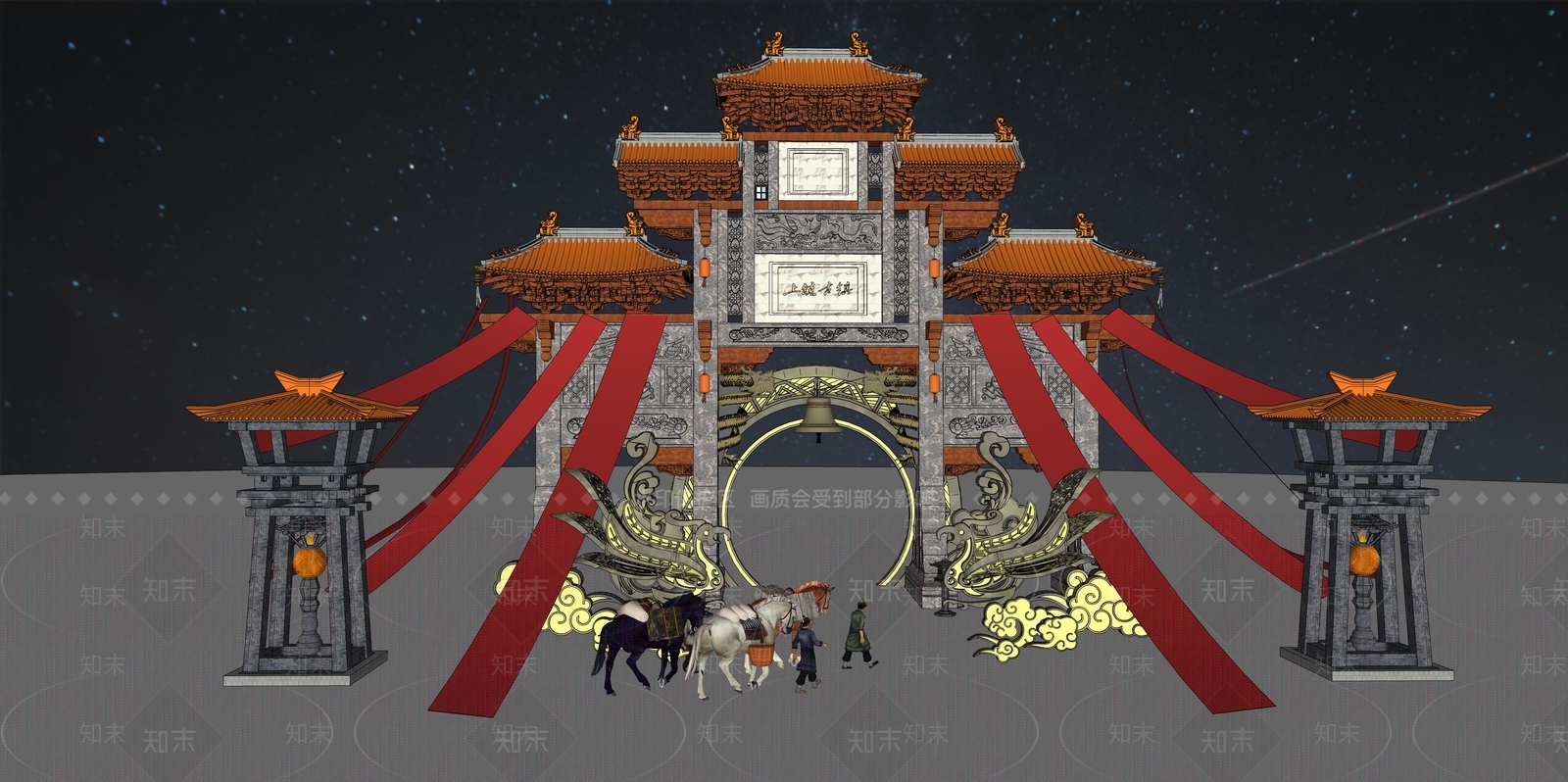 现代新中式牌坊牌楼SU模型下载【ID:1181125684】