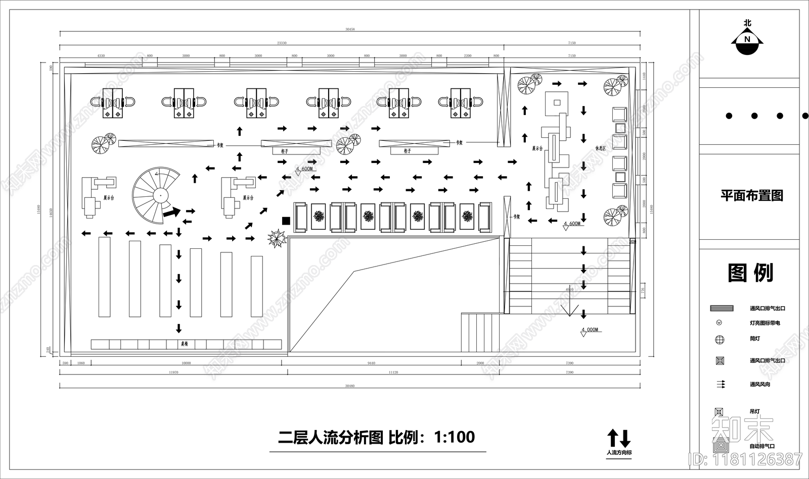 现代图书馆cad施工图下载【ID:1181126387】