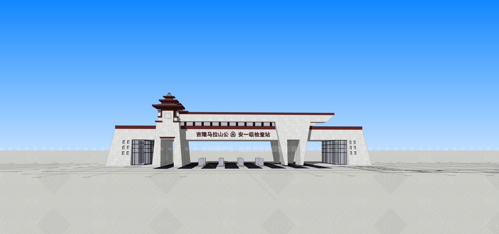 现代收费站SU模型下载【ID:1181130373】