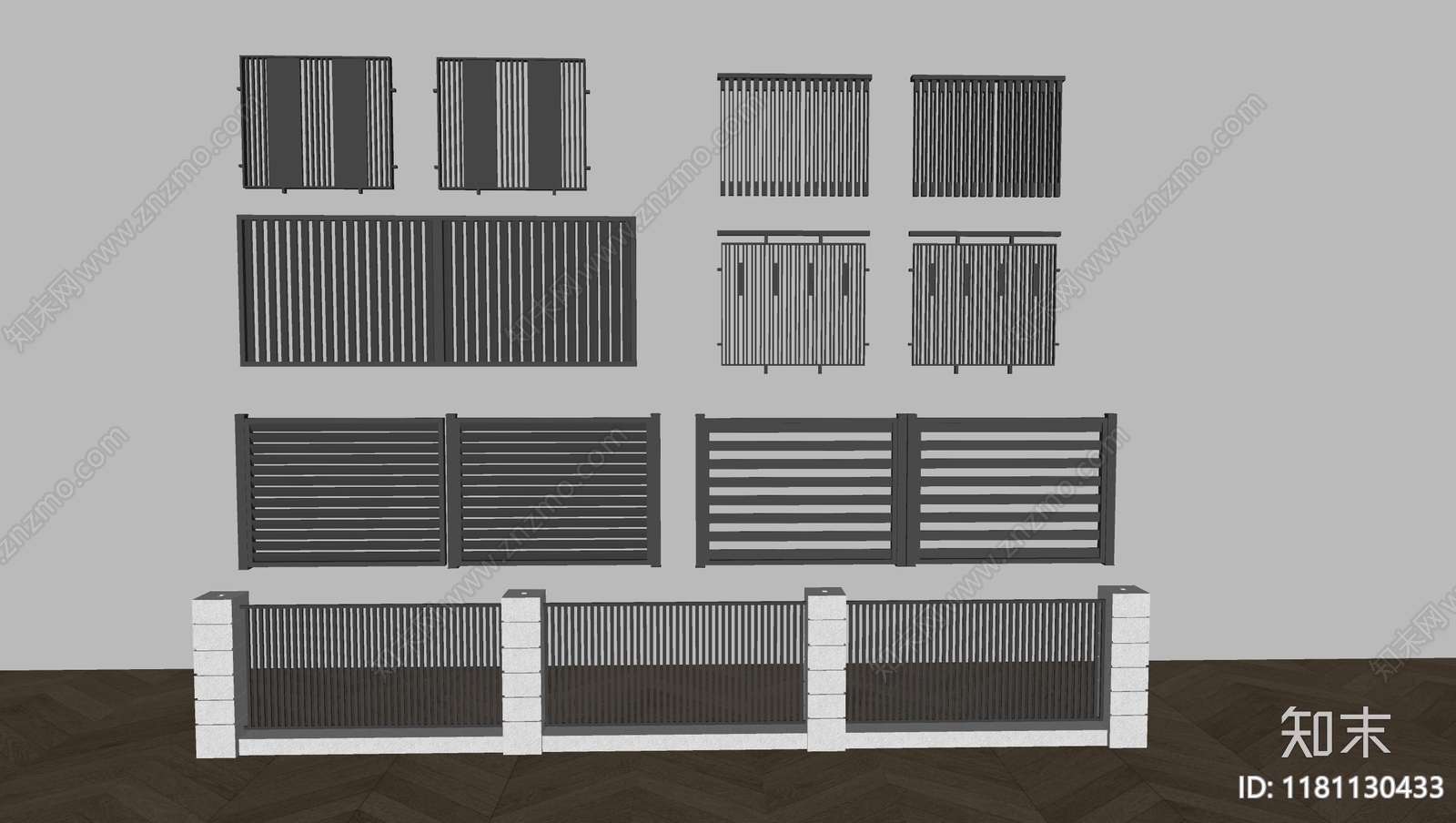 现代围栏护栏SU模型下载【ID:1181130433】