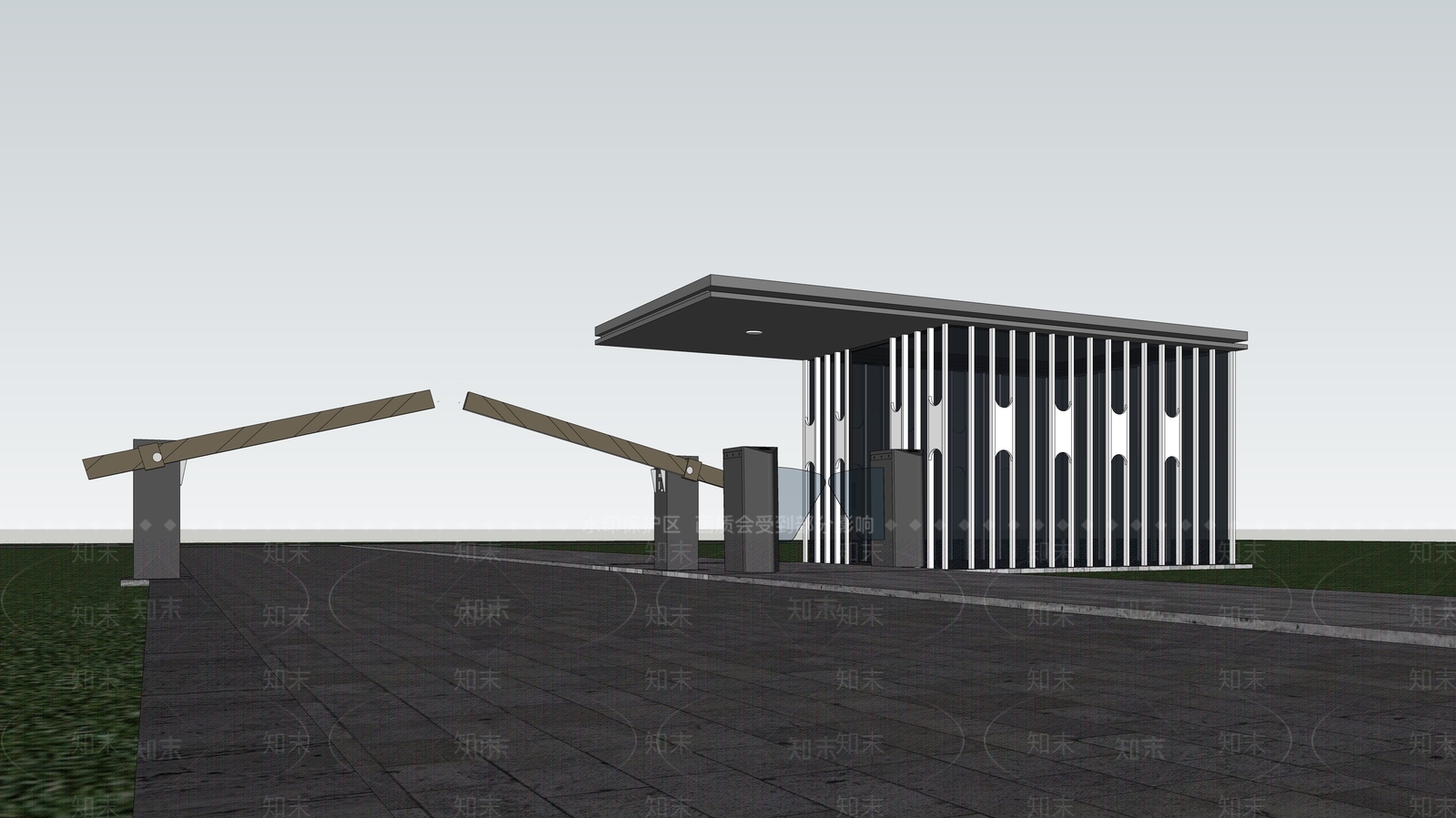 现代新中式小公建SU模型下载【ID:1181133240】