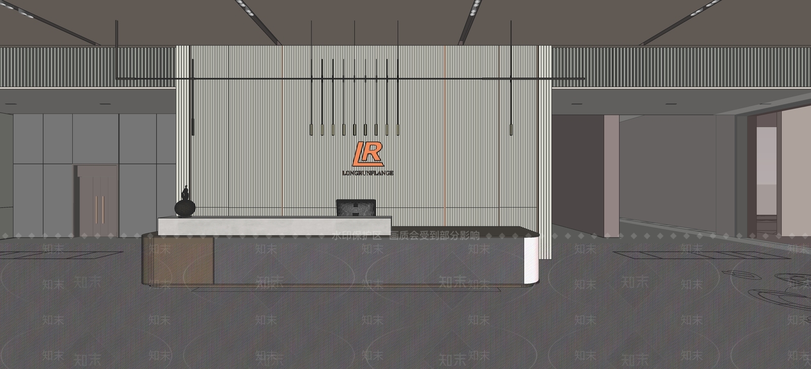 现代办公大堂SU模型下载【ID:1181138696】