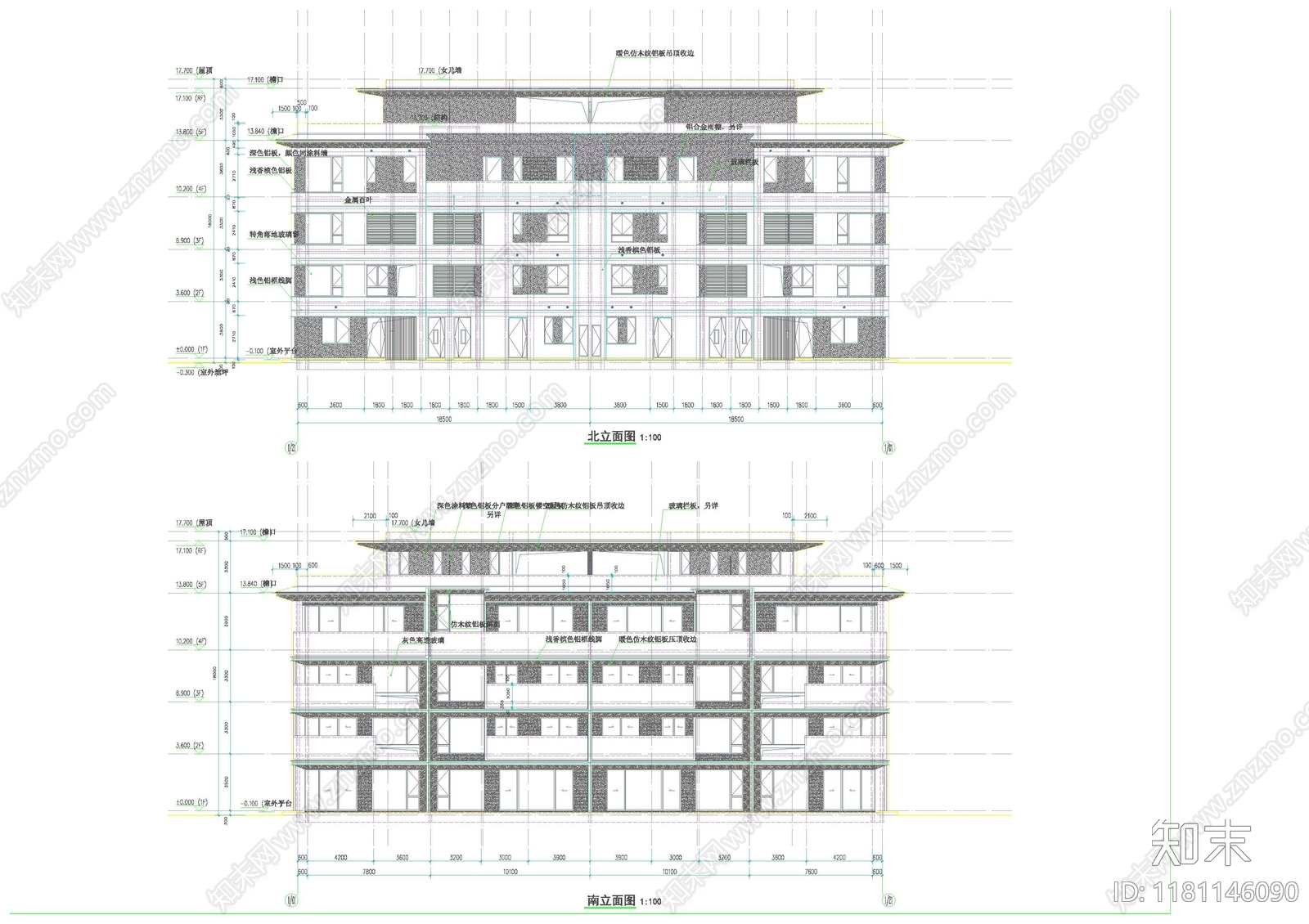 现代住宅楼建筑cad施工图下载【ID:1181146090】