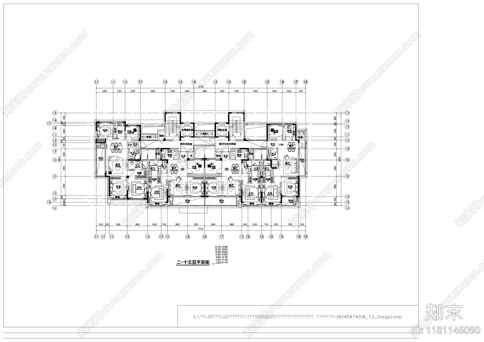 现代住宅楼建筑cad施工图下载【ID:1181146090】