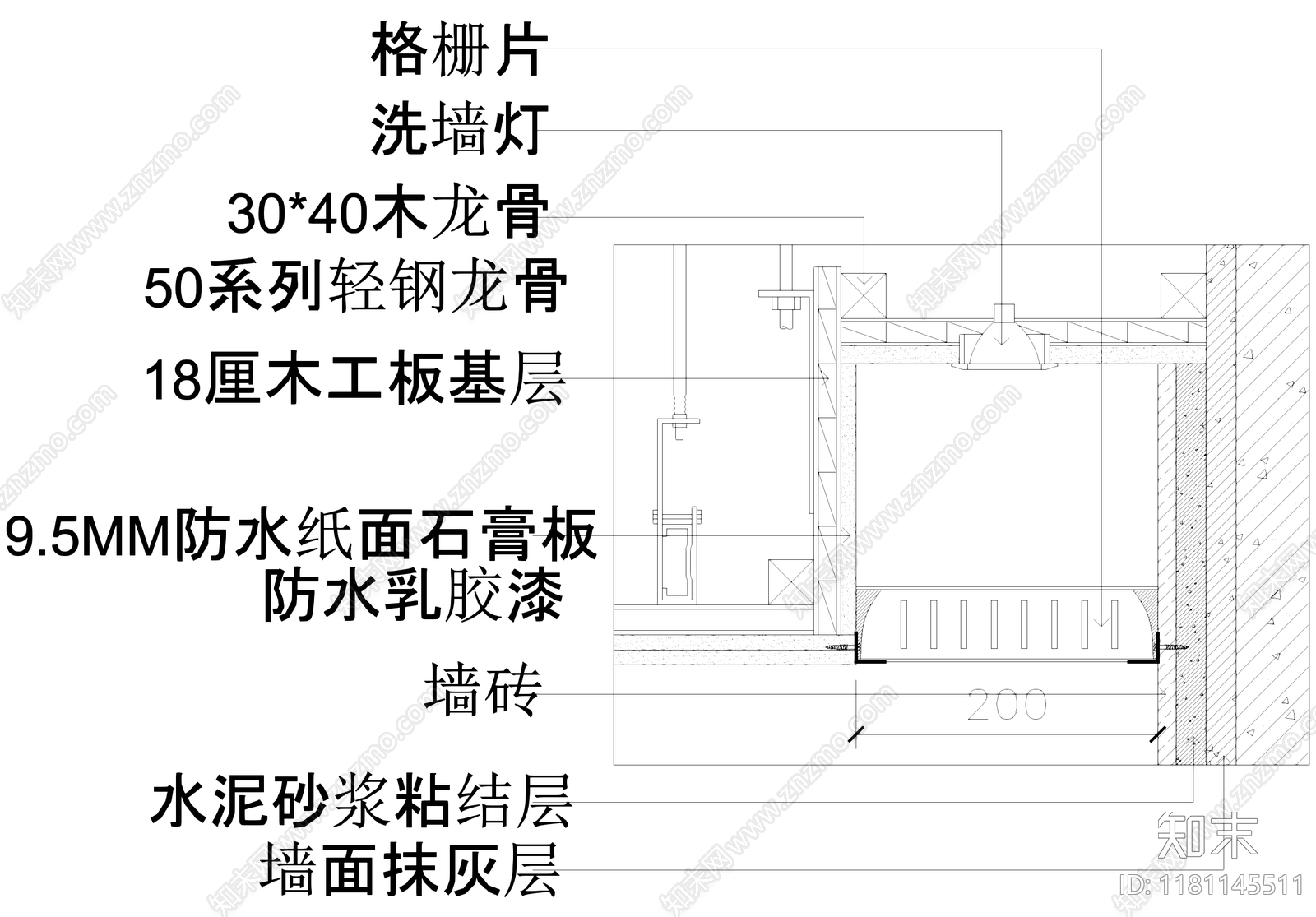 吊顶节点cad施工图下载【ID:1181145511】