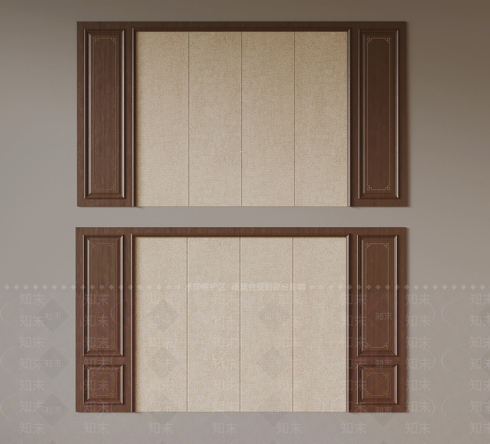 新中式电视背景墙3D模型下载【ID:1181146115】