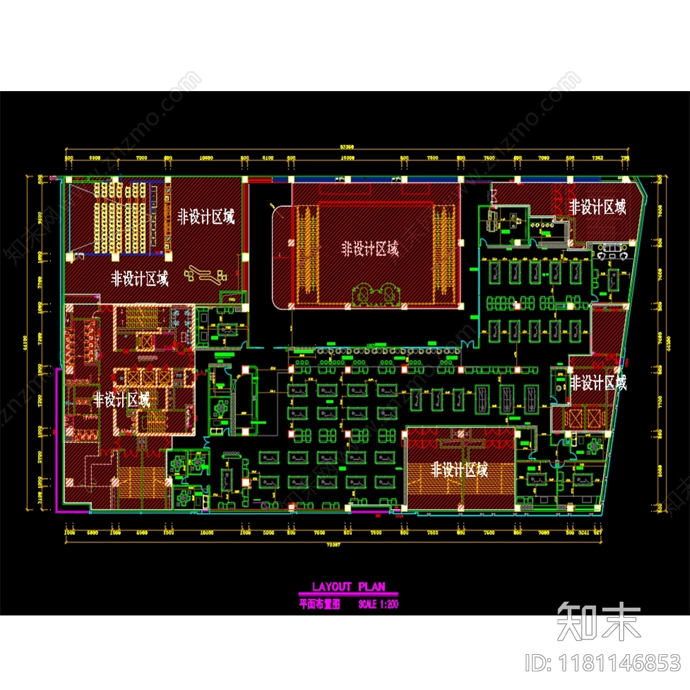 现代台球厅施工图下载【ID:1181146853】