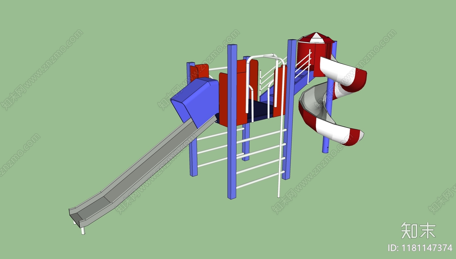 儿童滑梯SU模型下载【ID:1181147374】