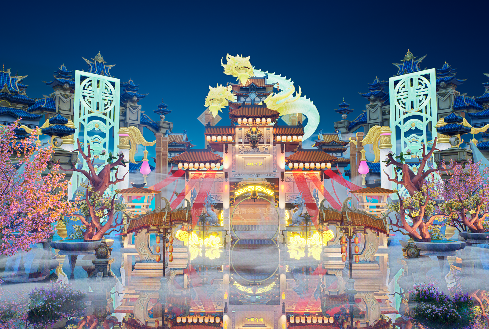 新中式中式古建筑SU模型下载【ID:1181149303】