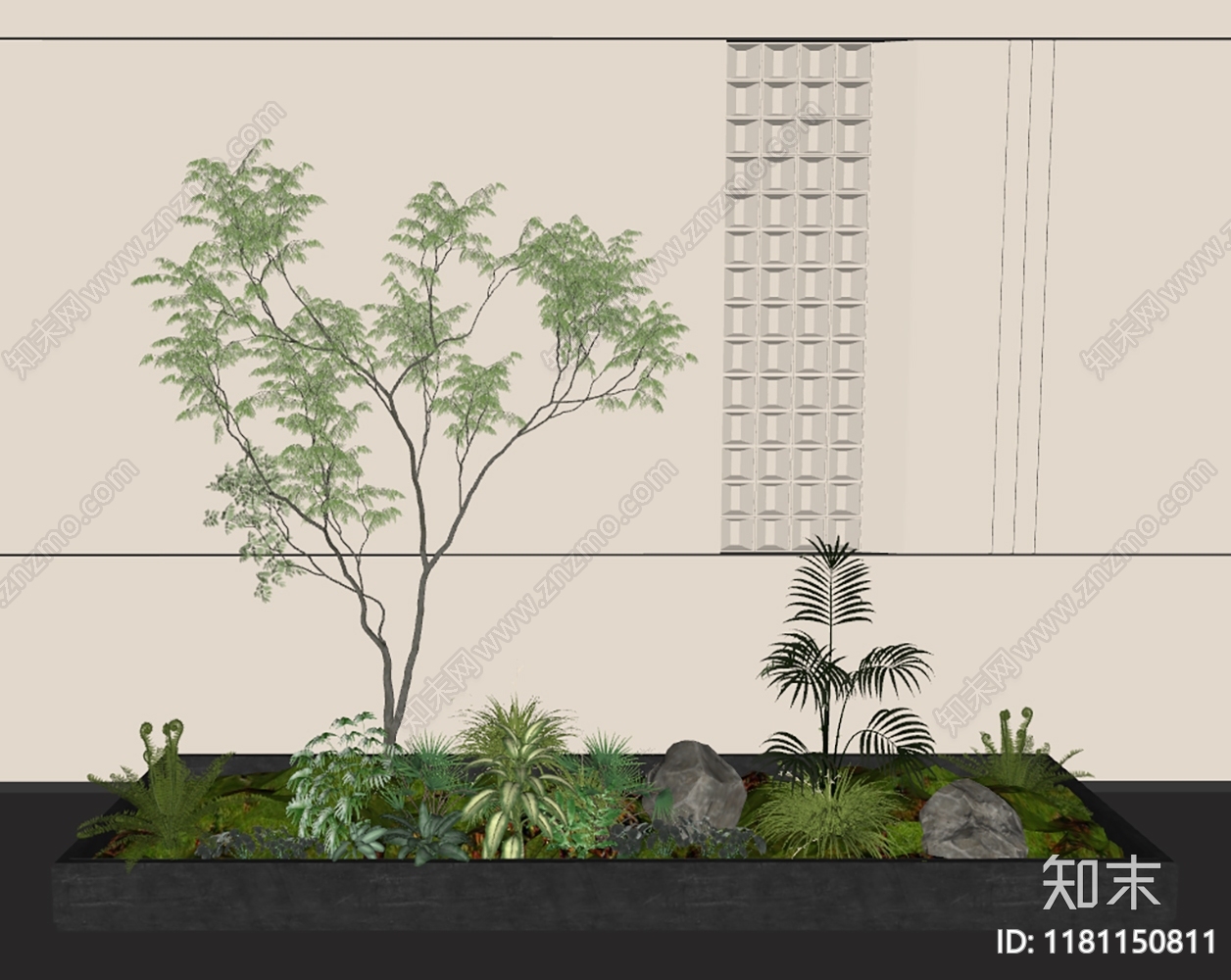 现代室内景观SU模型下载【ID:1181150811】