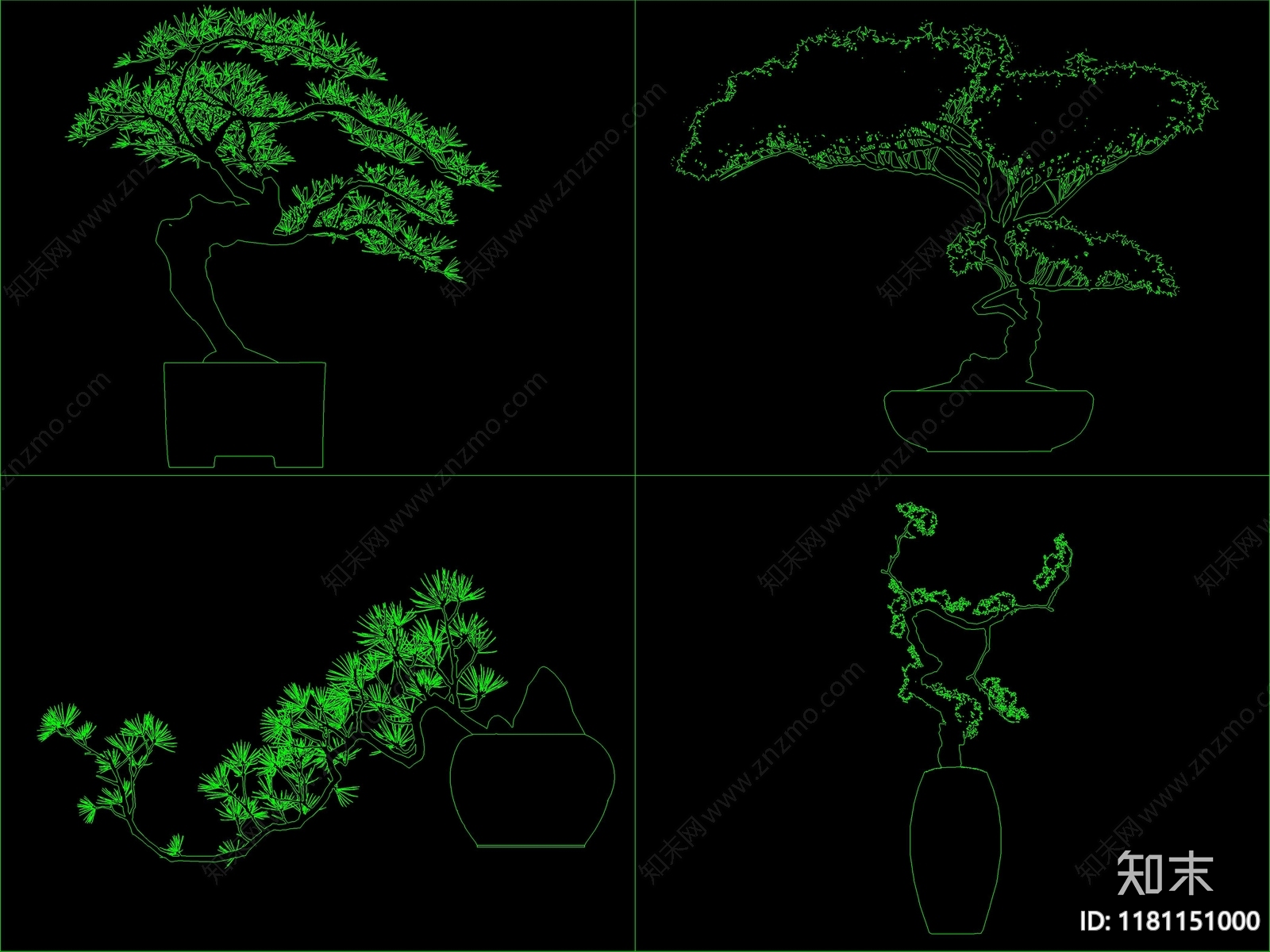 新中式树cad施工图下载【ID:1181151000】