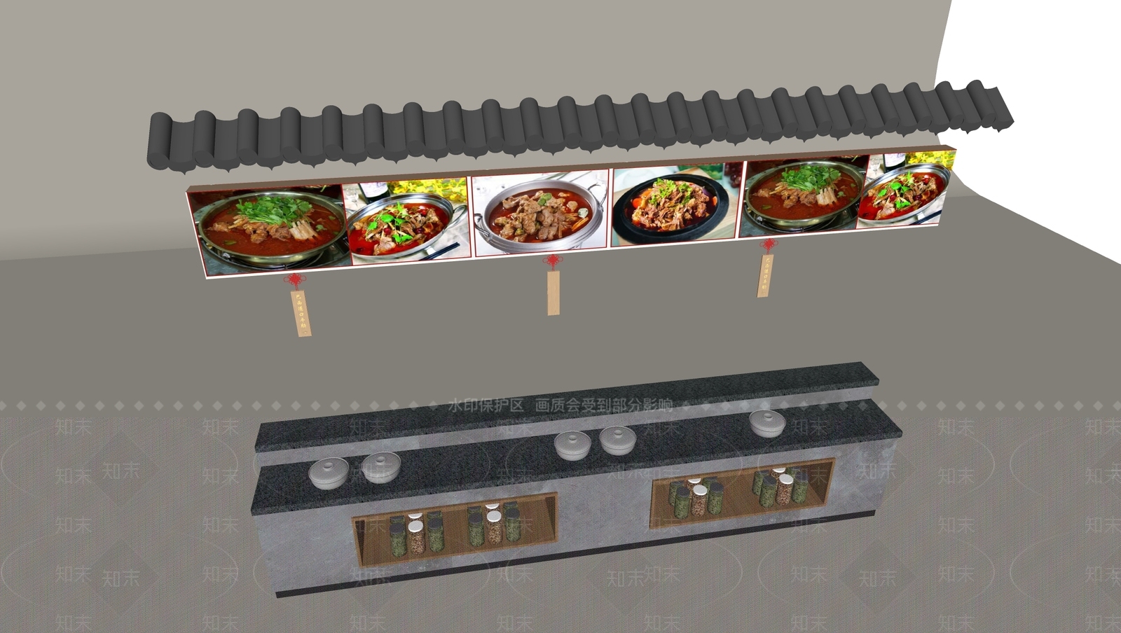 厨房用品组合SU模型下载【ID:1181152781】