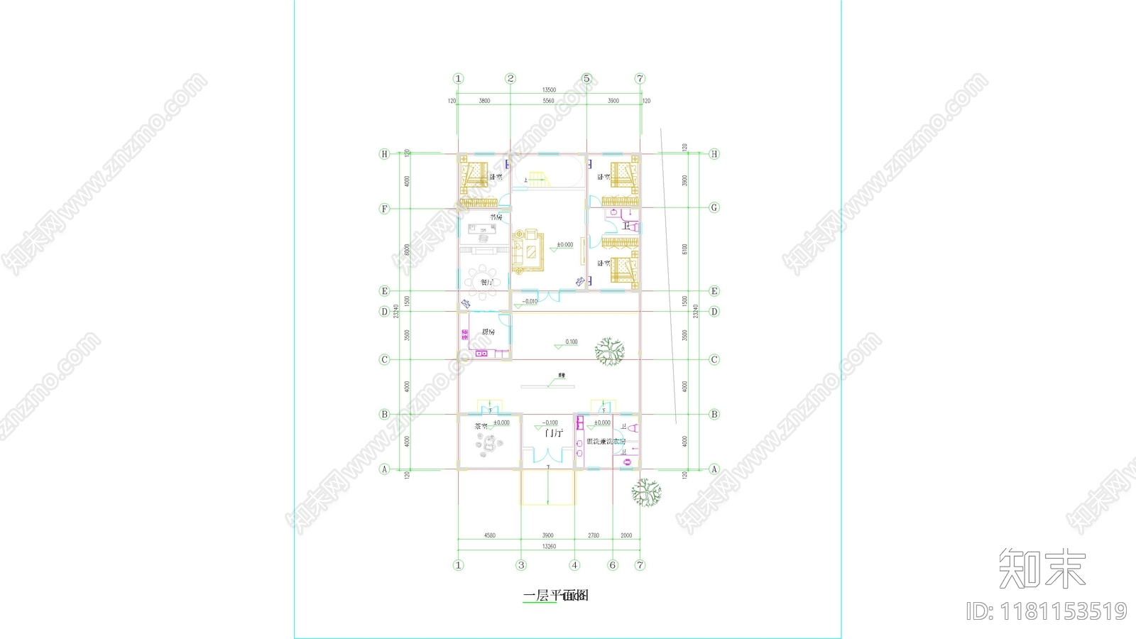 新中式现代别墅建筑施工图下载【ID:1181153519】