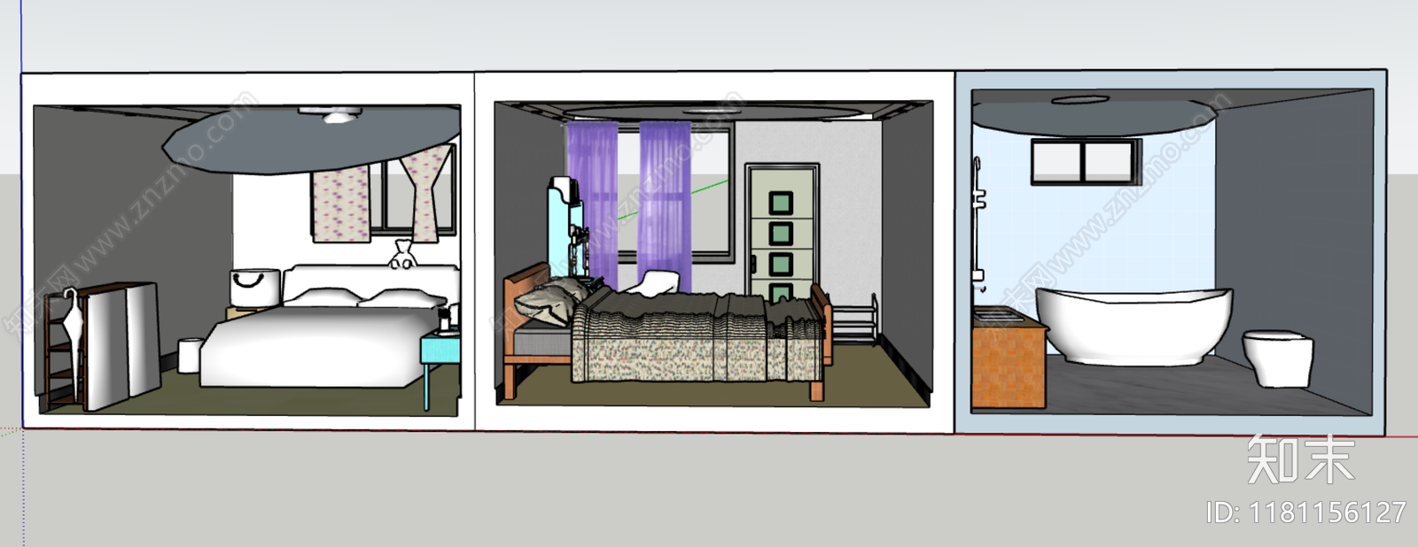 现代简约家居卧室SU模型下载【ID:1181156127】
