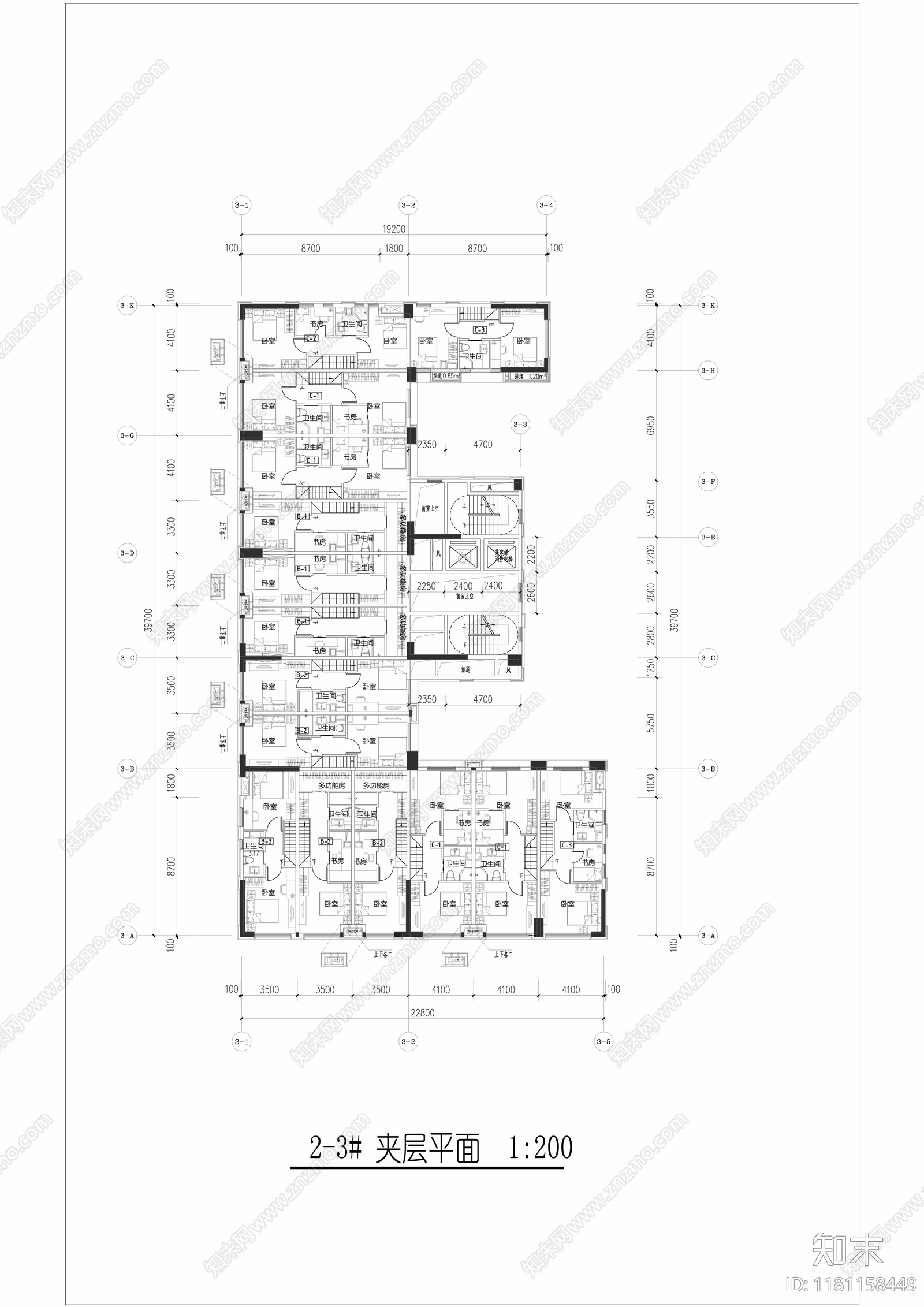 建筑平面图cad施工图下载【ID:1181158449】