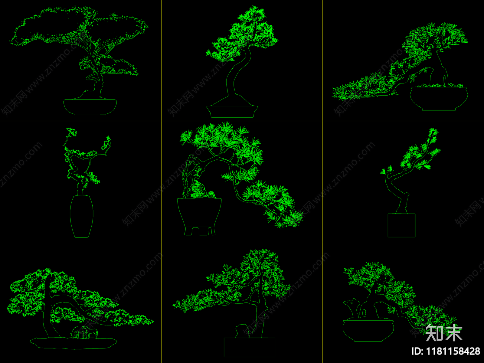 新中式树cad施工图下载【ID:1181158428】