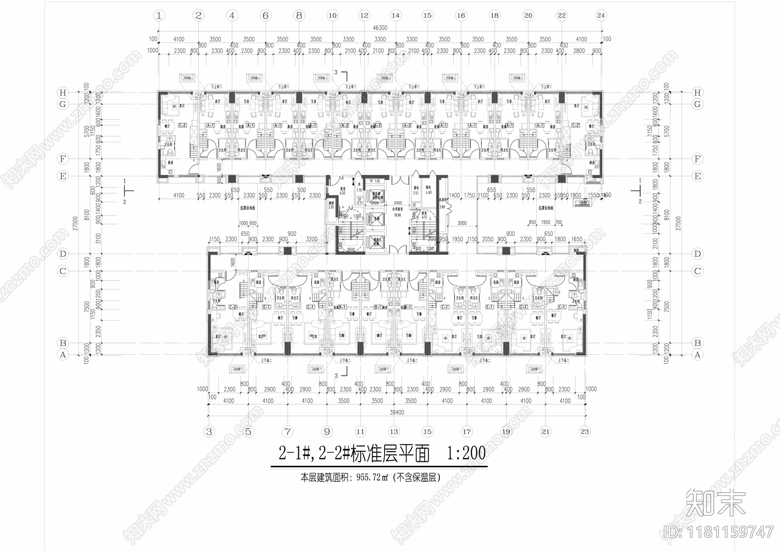 建筑平面图cad施工图下载【ID:1181159747】