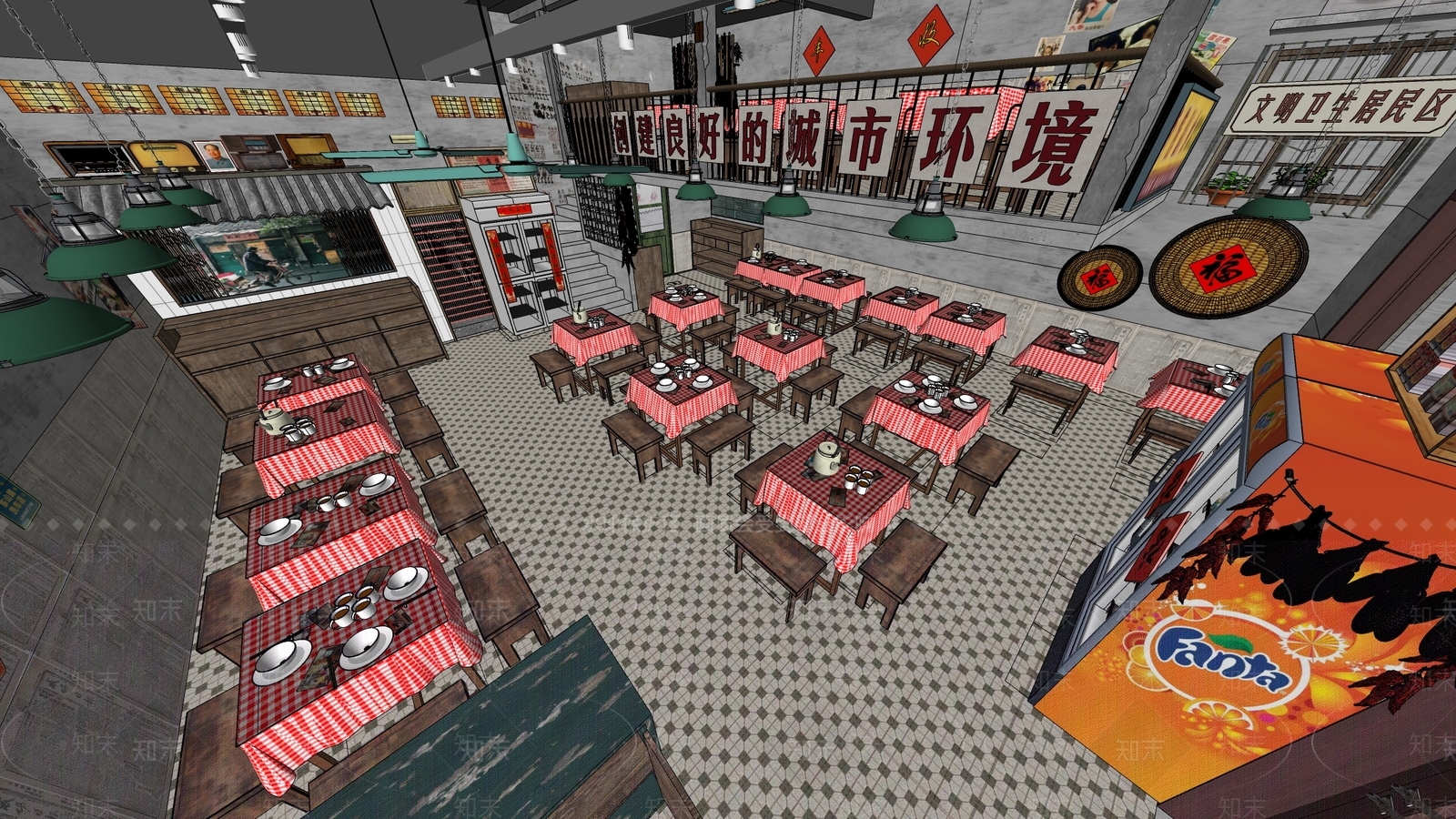 中式新中式中餐厅SU模型下载【ID:1181161689】