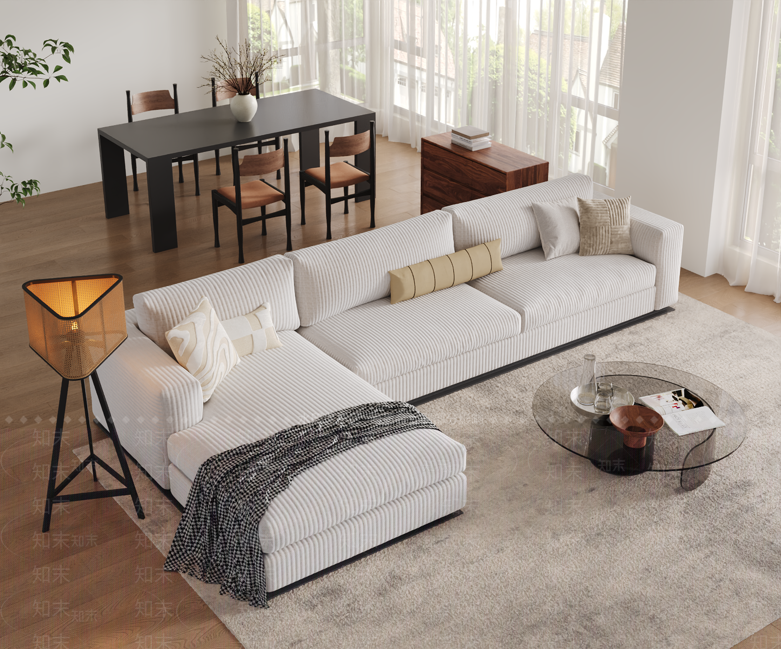 现代美式家居客厅3D模型下载【ID:1181161887】