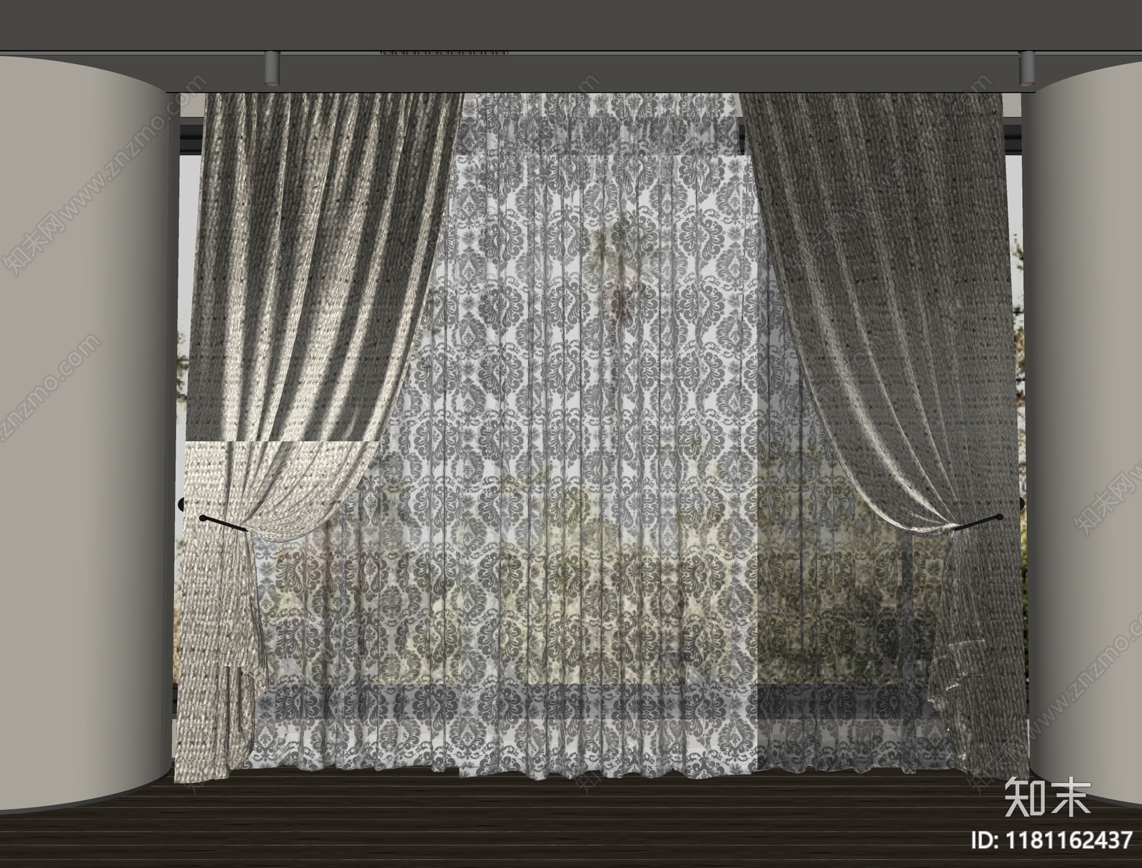 现代窗帘SU模型下载【ID:1181162437】